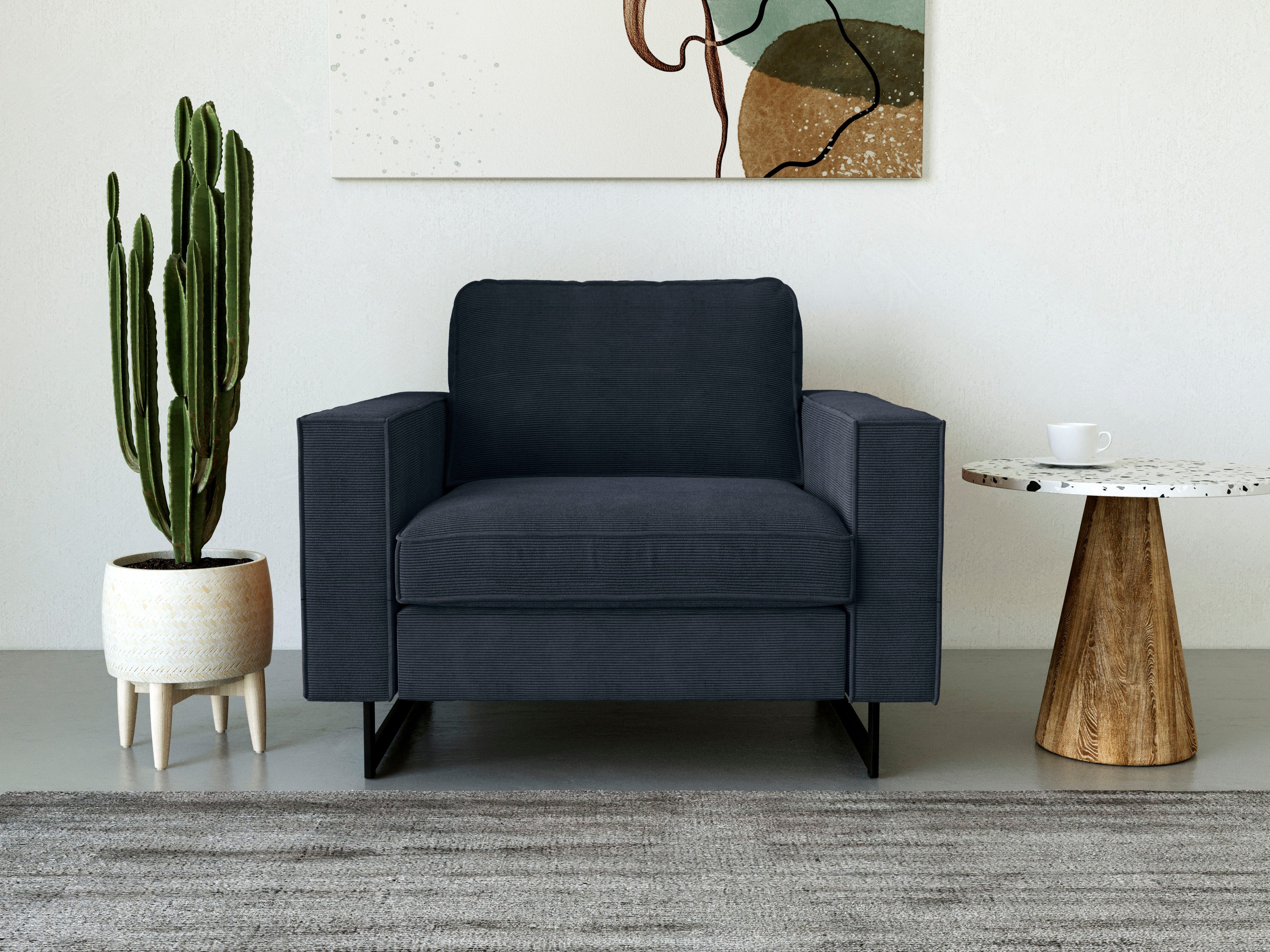 Places of Style Loveseat "Pinto 105 cm, Cord, Chenille, Lederoptik", mit Ke günstig online kaufen