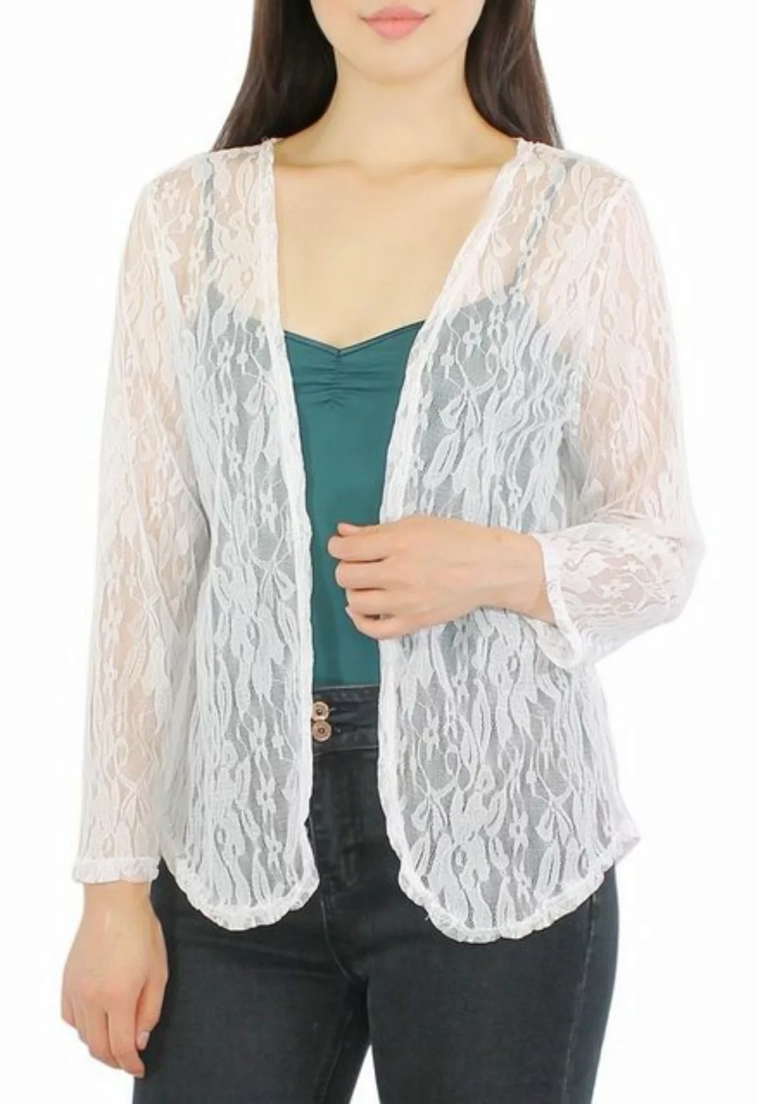 dy_mode Cardigan Damen Cardigan in Spitzenmuster Langarm Sommer Jacke Durch günstig online kaufen