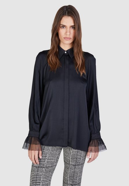 MARC AUREL Blusenshirt Satin-Bluse mit Tüllmanschetten black günstig online kaufen