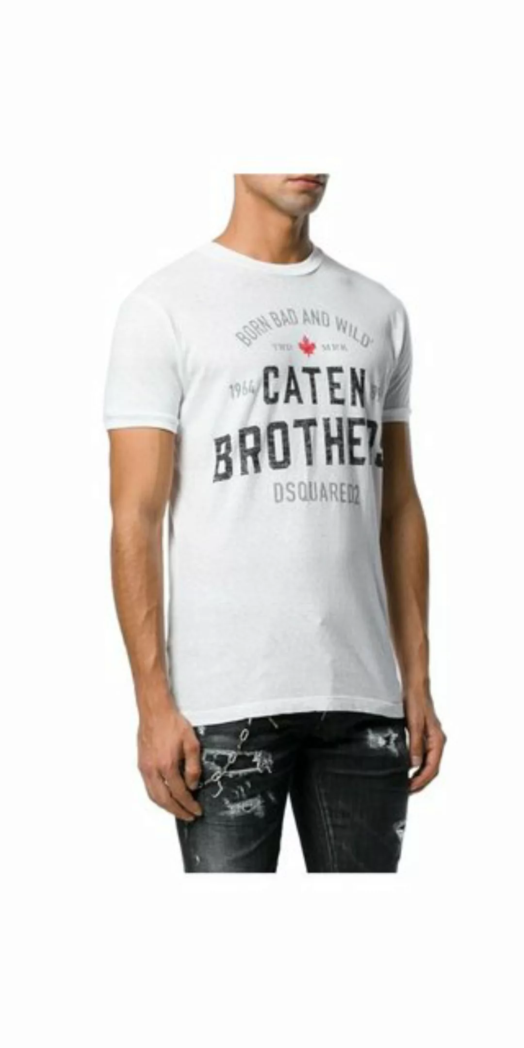 Dsquared2 Print-Shirt Dsquared2 Caten Brothers T-Shirt Herren Weiß günstig online kaufen