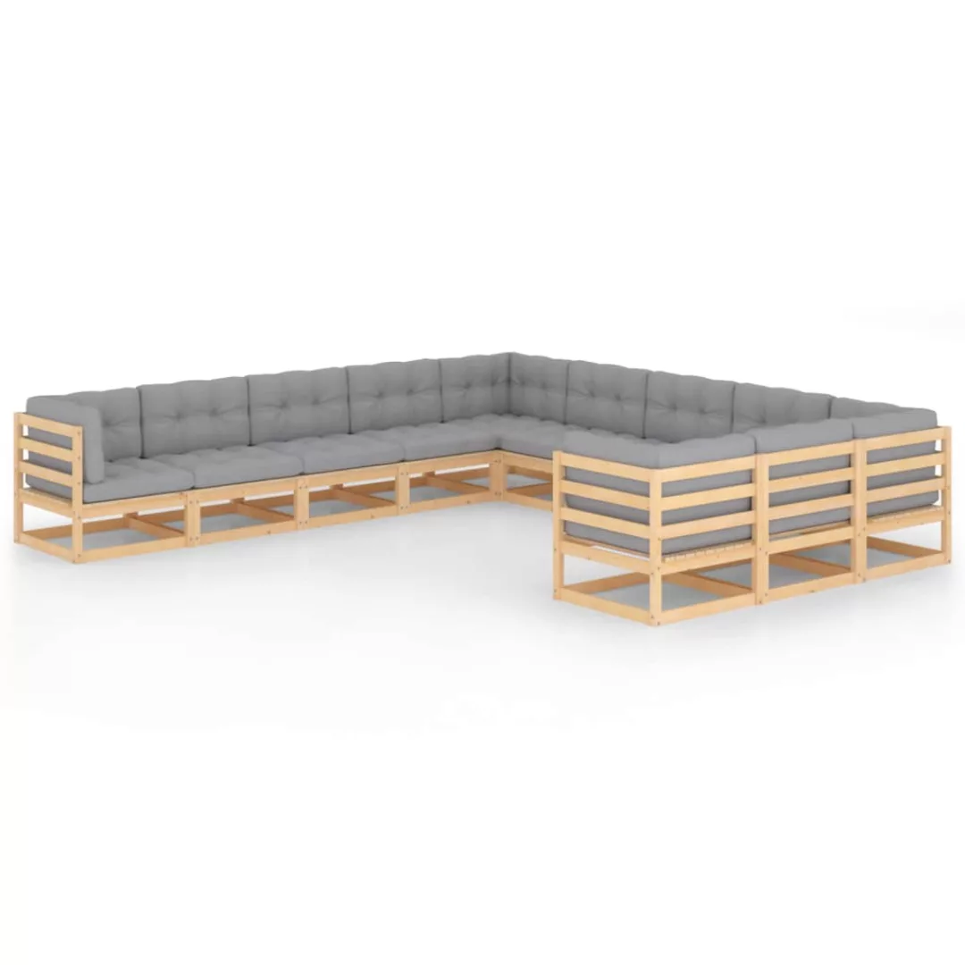 11-tlg. Garten-lounge-set Mit Kissen Kiefer Massivholz günstig online kaufen