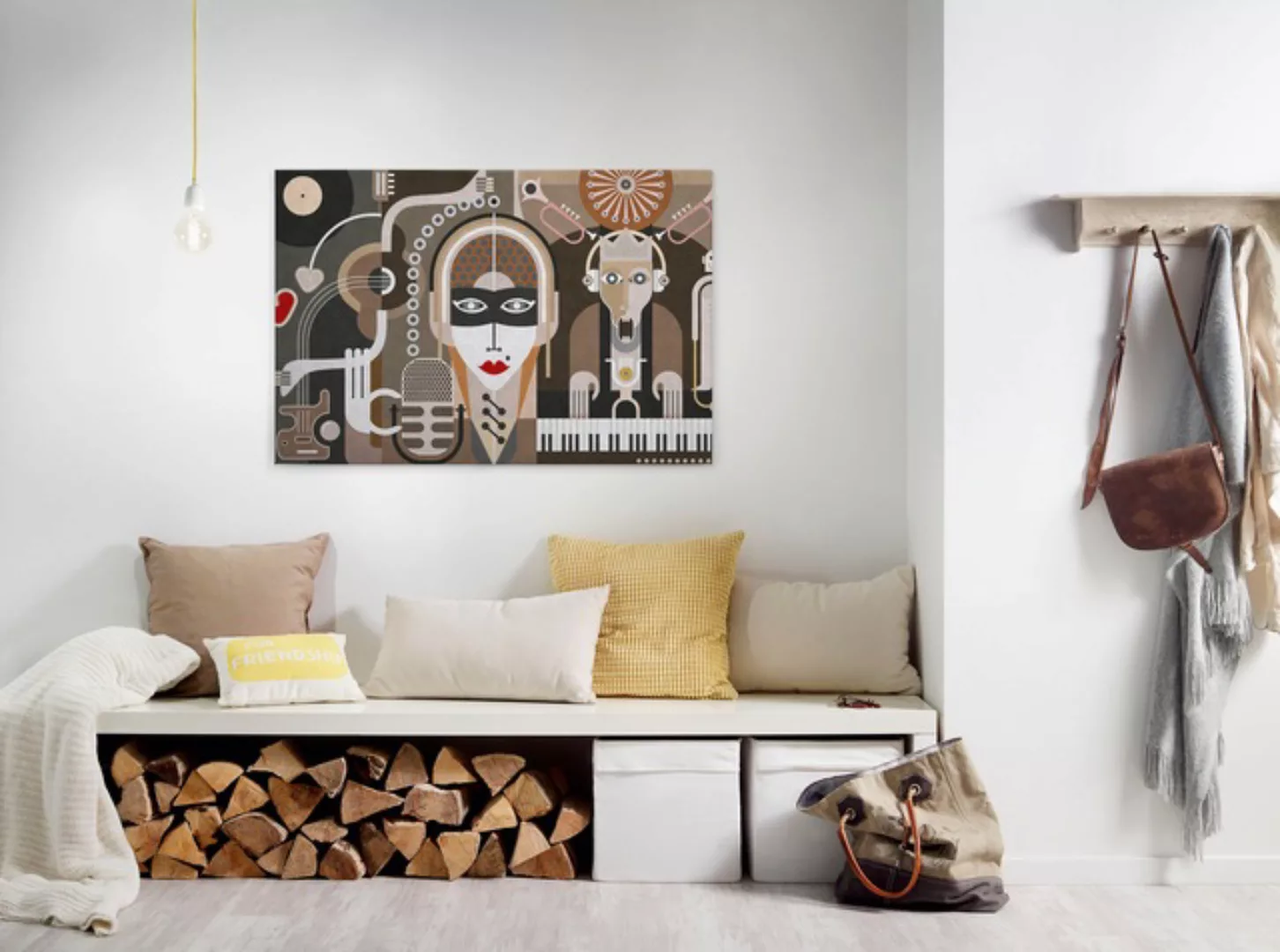 Bricoflor Retro Wandbild Mit Schallplatte Leinwand Bild Mit Jazz Motiv In B günstig online kaufen