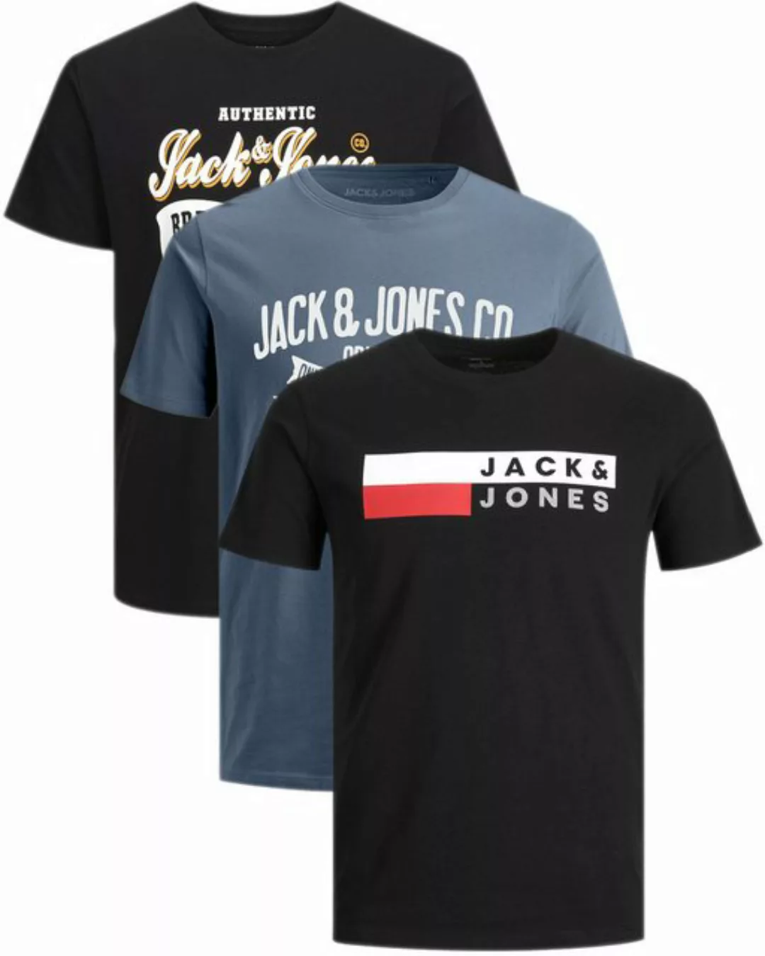 Jack & Jones Plus Print-Shirt (Spar-Set, 3er-Pack) Big Size Shirt Übergröße günstig online kaufen