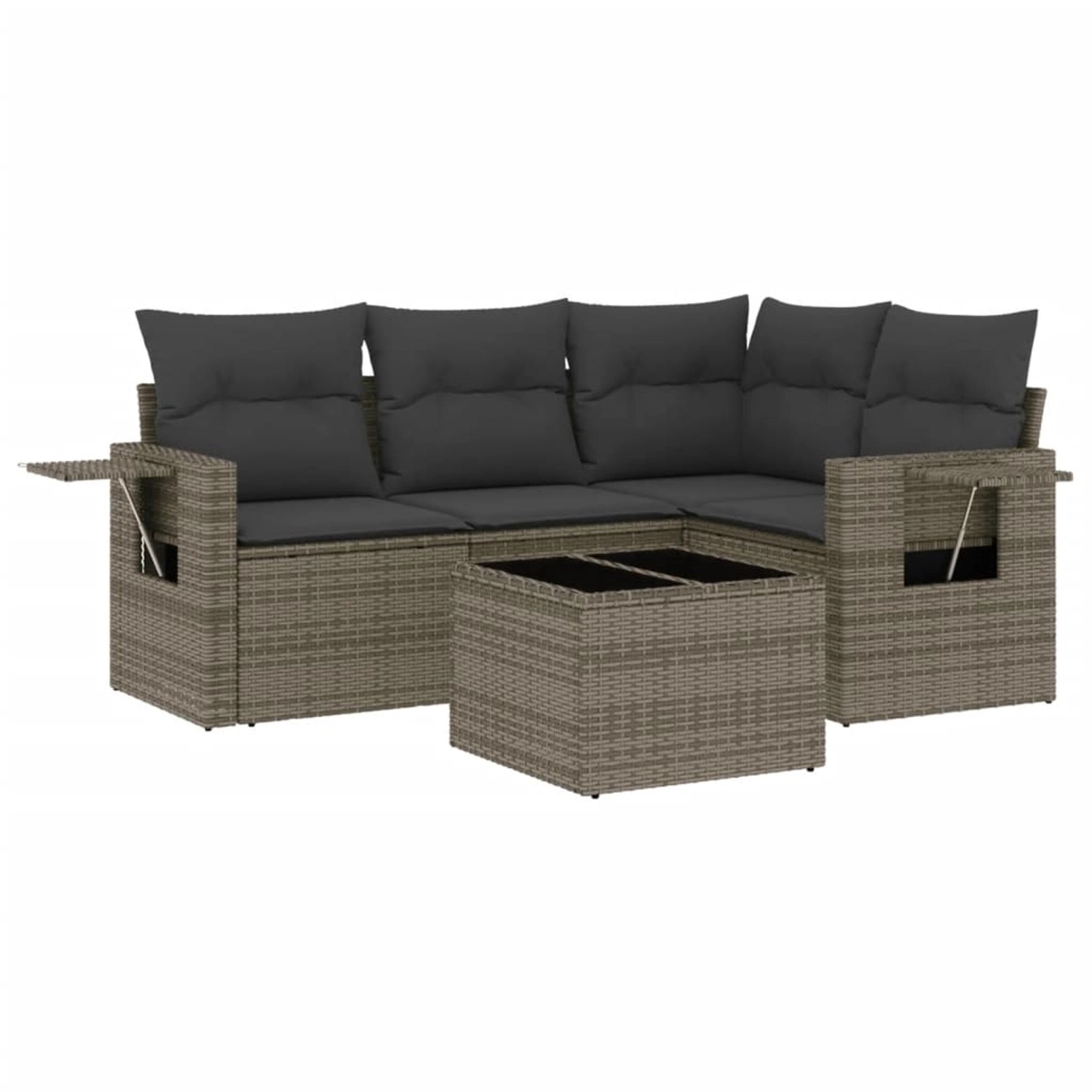 vidaXL 5-Tlg Garten-Sofagarnitur mit Kissen Grau Poly Rattan 3220119 günstig online kaufen