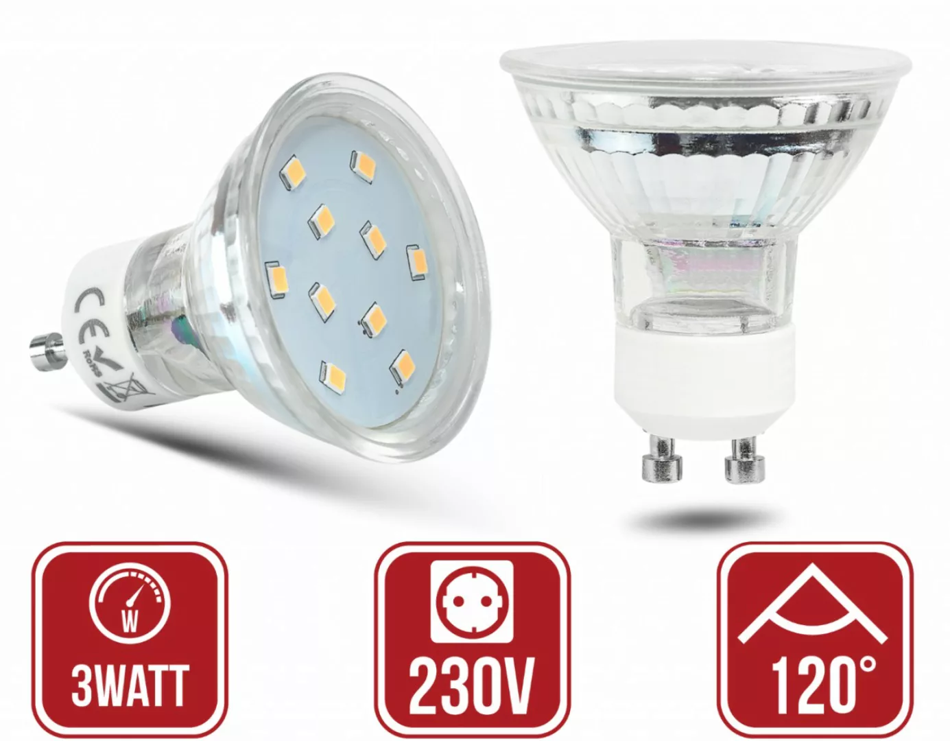 GU10 3Watt LED 230Volt Leuchtmittel günstig online kaufen