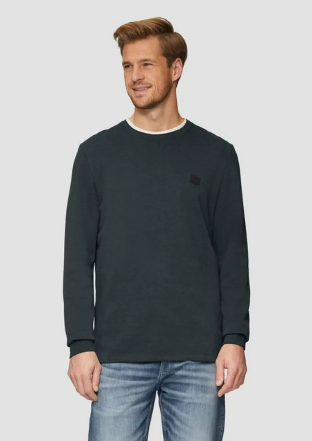 s.Oliver Langarmshirt Strukturiertes Longsleeve mit Logo-Detail Label-Patch günstig online kaufen