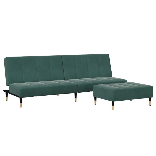 vidaXL Sofa Schlafsofa 2-Sitzer mit Fußhocker Dunkelgrün Samt günstig online kaufen