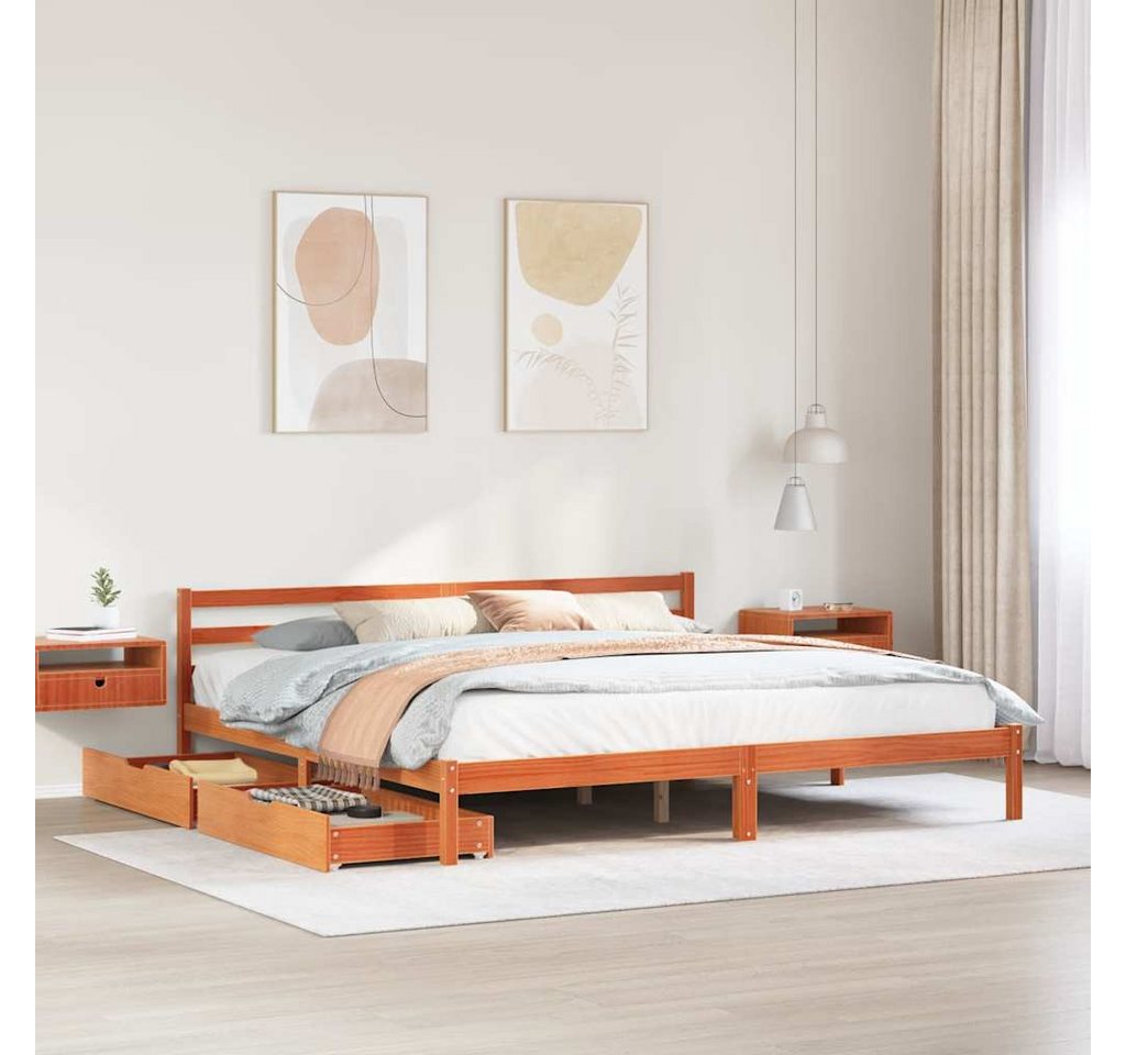 vidaXL Bett, Massivholzbett ohne Matratze Wachsbraun 200x200 Kiefernholz günstig online kaufen