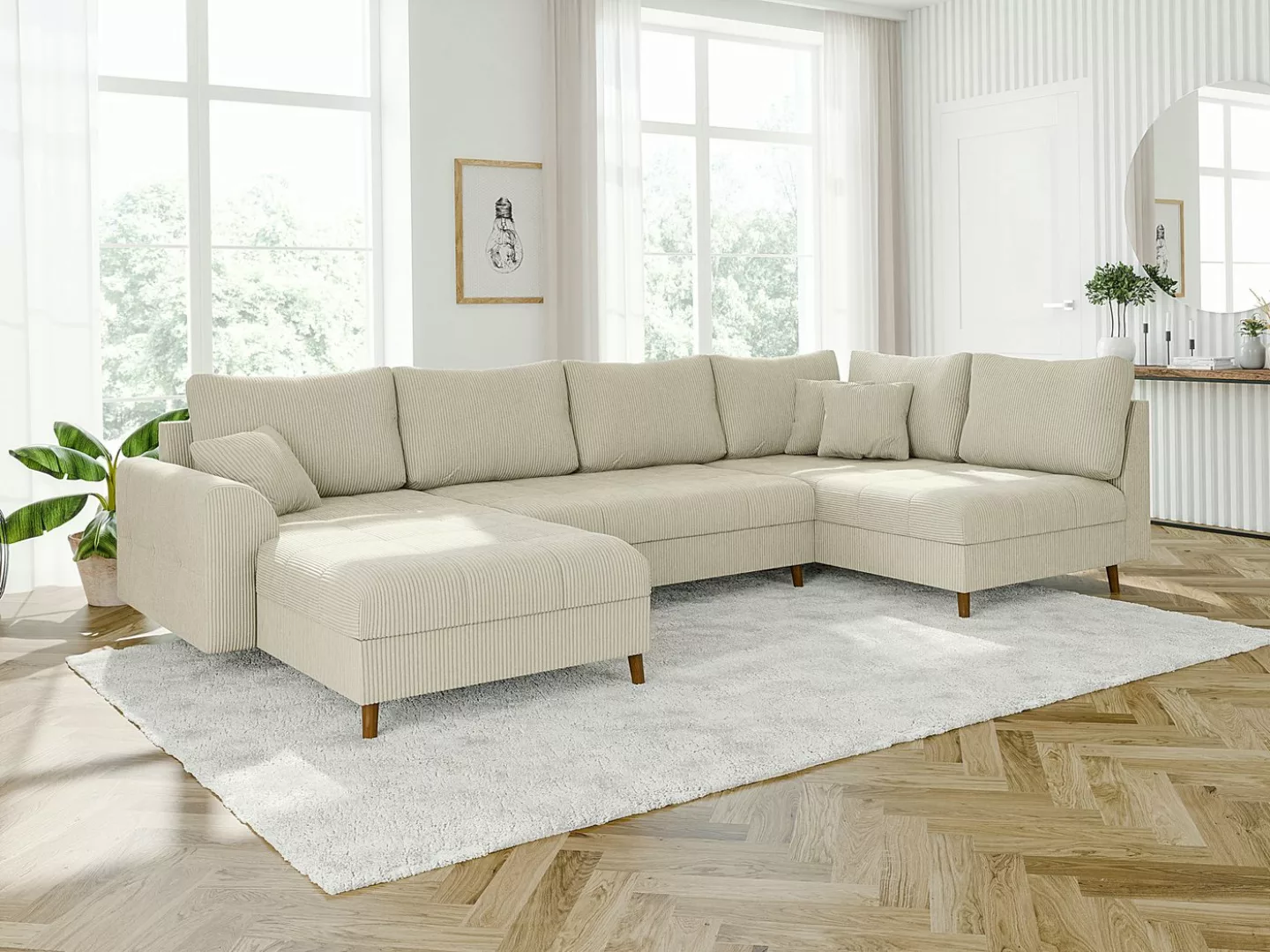 S-Style Möbel Wohnlandschaft Zara mit Braun Holzfüßen im skandinavischen St günstig online kaufen