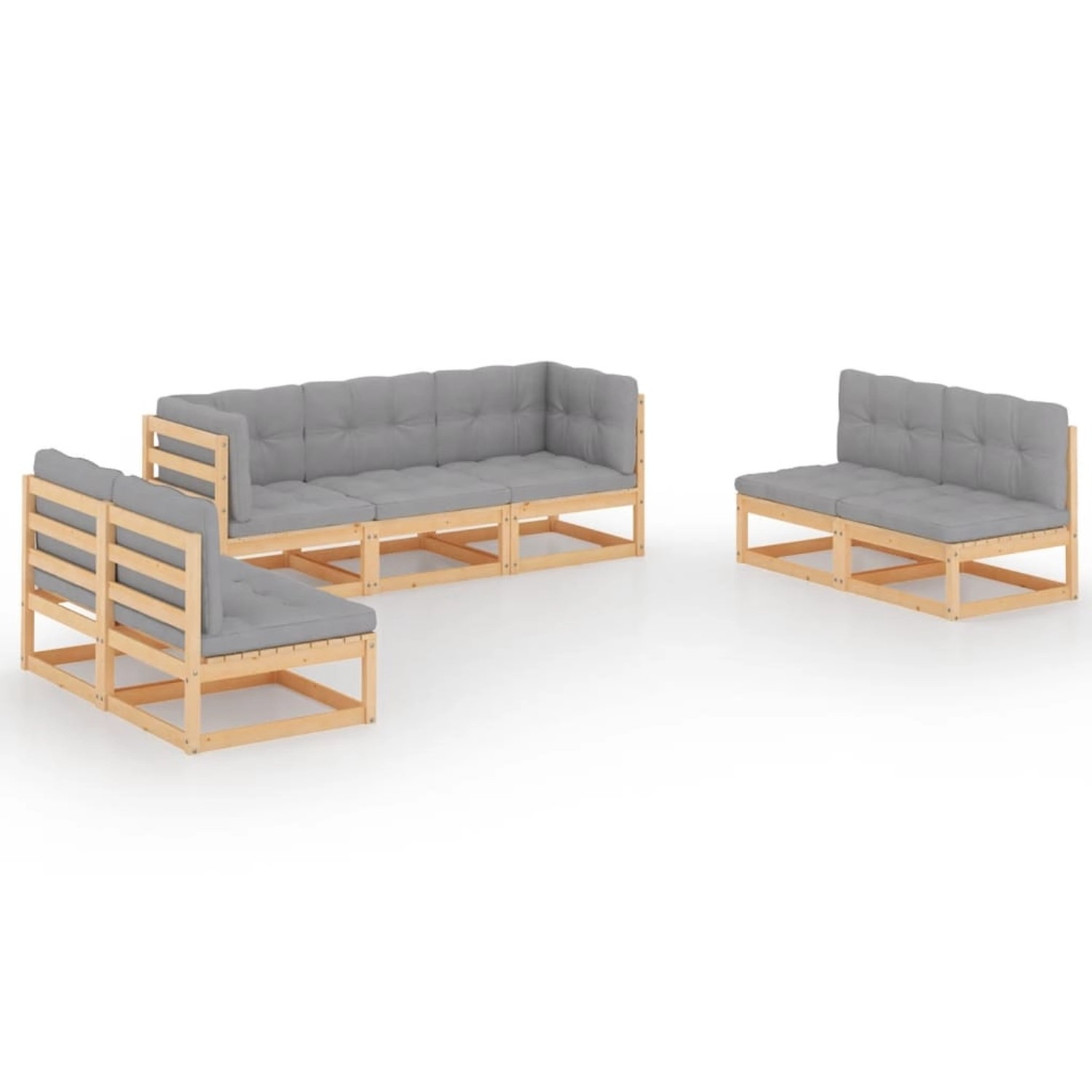 7-tlg. Garten-lounge-set Mit Kissen Kiefer Massivholz günstig online kaufen