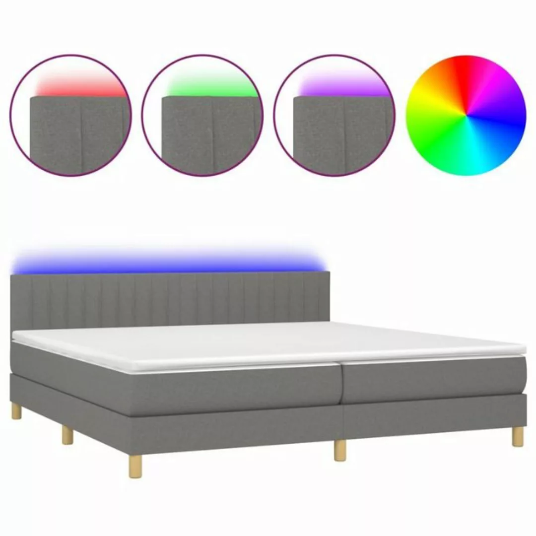 vidaXL Bettgestell Boxspringbett mit Matratze LED Dunkelgrau 200x200 cm Sto günstig online kaufen