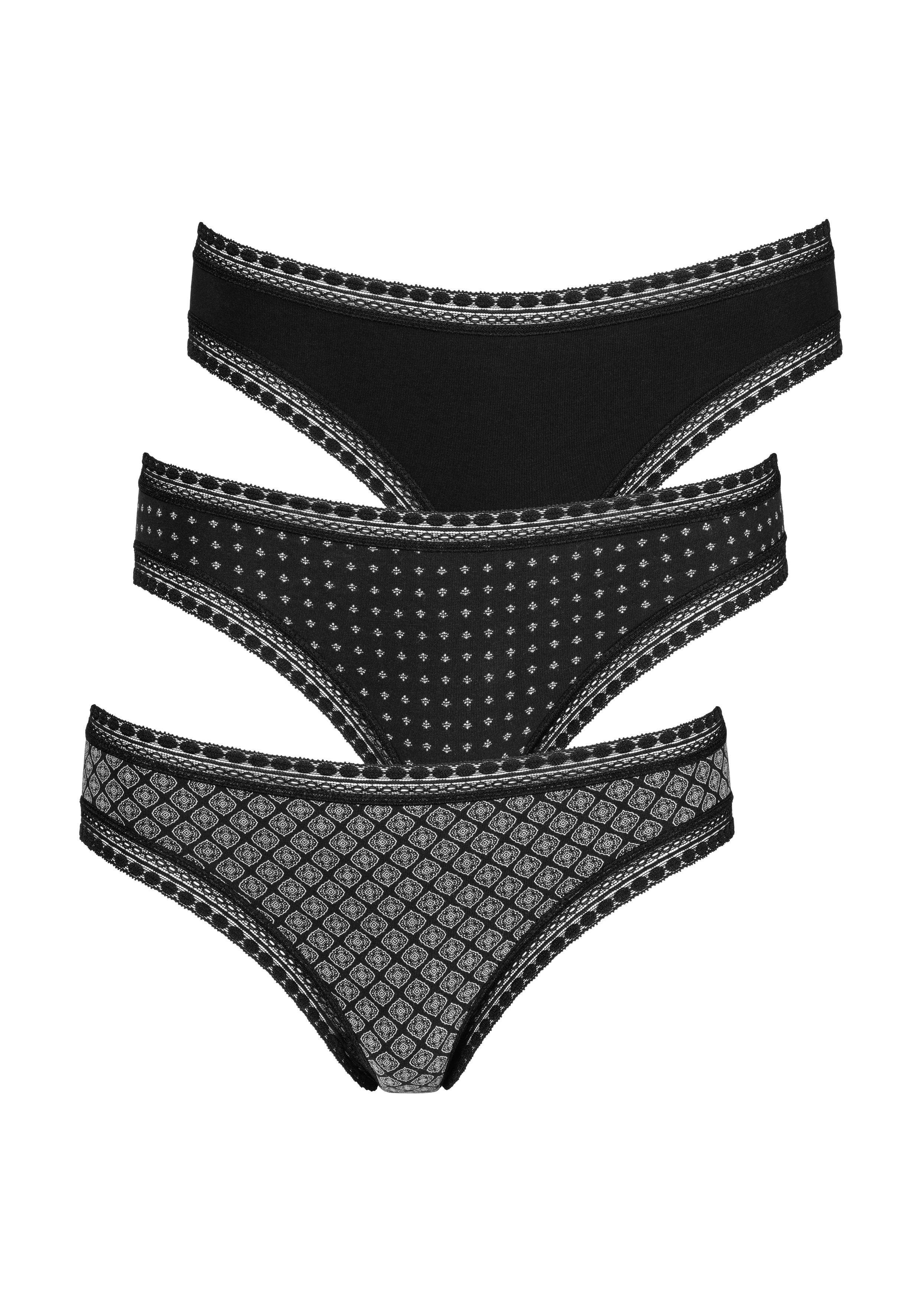 LASCANA Brasilslip, (3er-Pack), aus elastischer Baumwolle mit weicher Spitz günstig online kaufen
