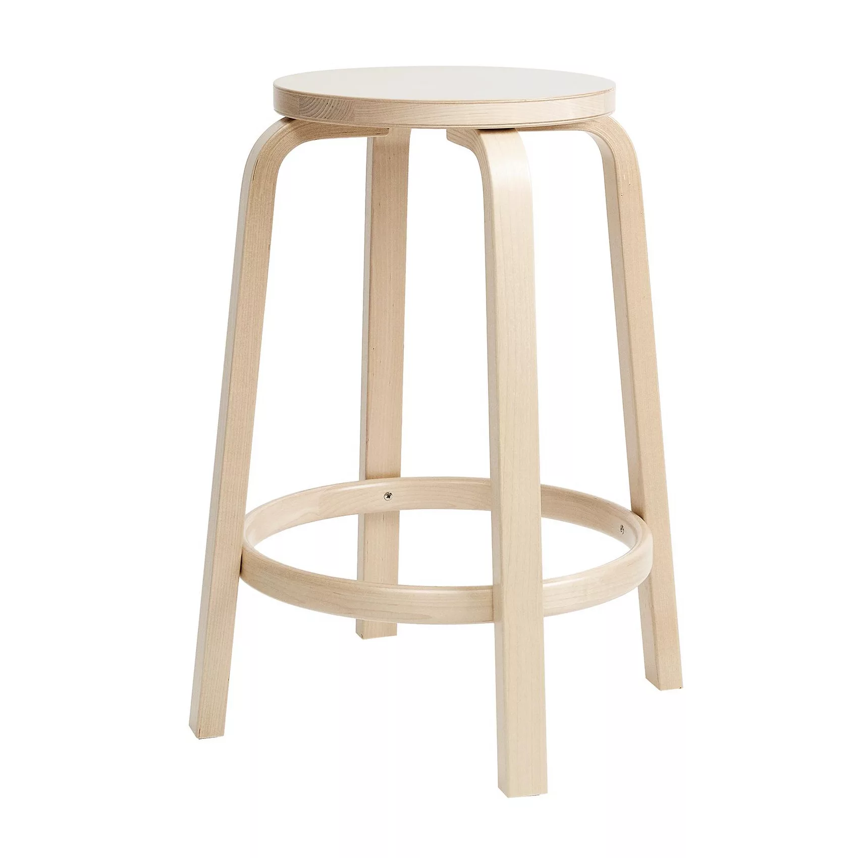 Artek - 64 Barhocker Gestell klar lackiert 65cm - natur/Sitzfläche Birkenfu günstig online kaufen