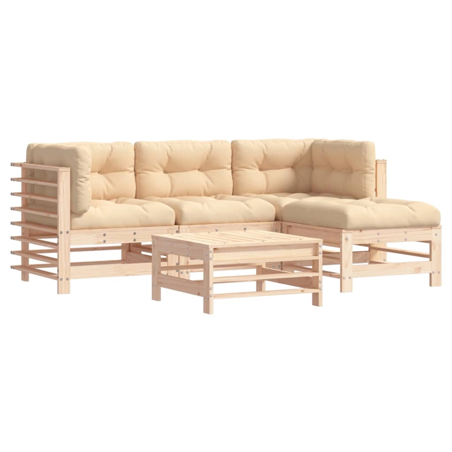 vidaXL 5-tlg Garten-Lounge-Set mit Kissen Massivholz Modell 3 günstig online kaufen