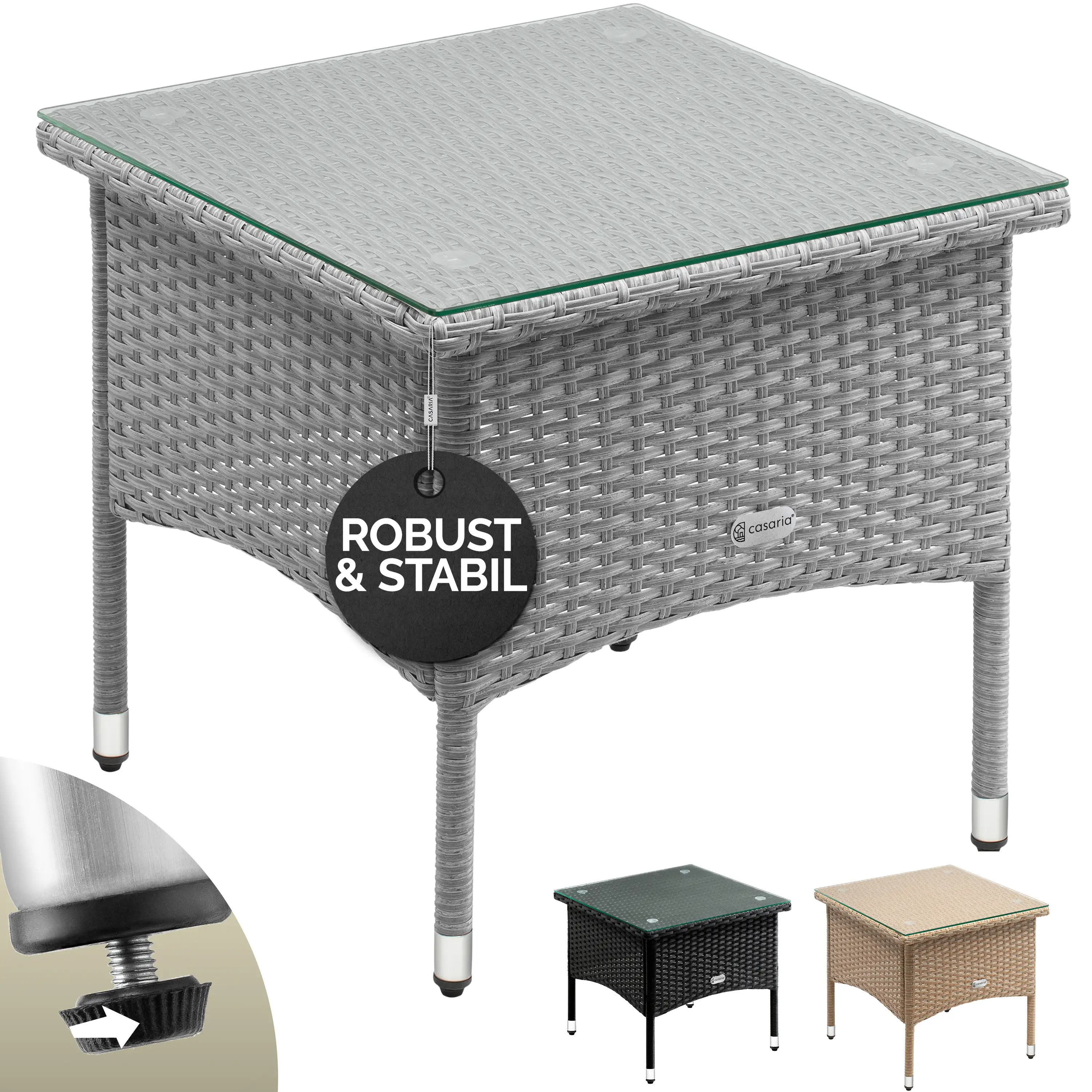 Polyrattan Beistelltisch Grau 50x50x45cm günstig online kaufen