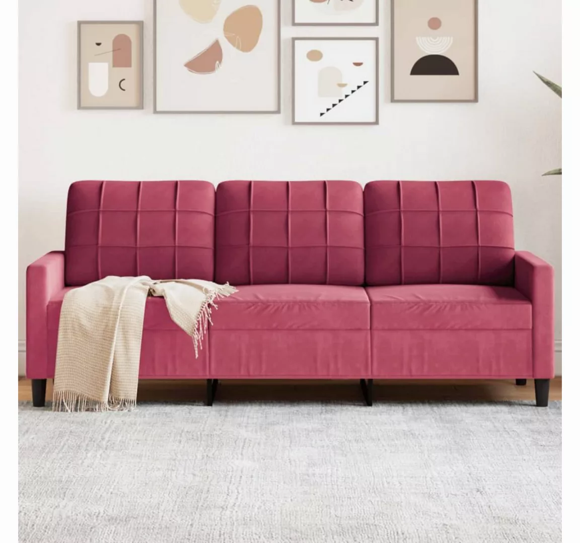 vidaXL Sofa Sofa/ 2-Sitzer/ 3-Sitzer Samt, 180 cm, Rot günstig online kaufen