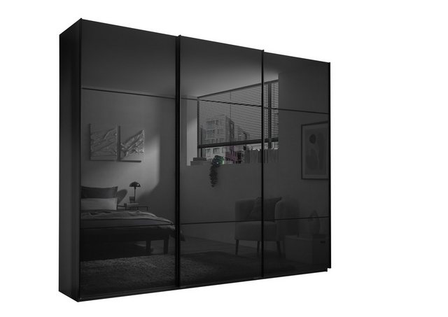 freiraum Schwebetürenschrank Minda in Schwarz, Melamin + Glas - 270x225x62c günstig online kaufen