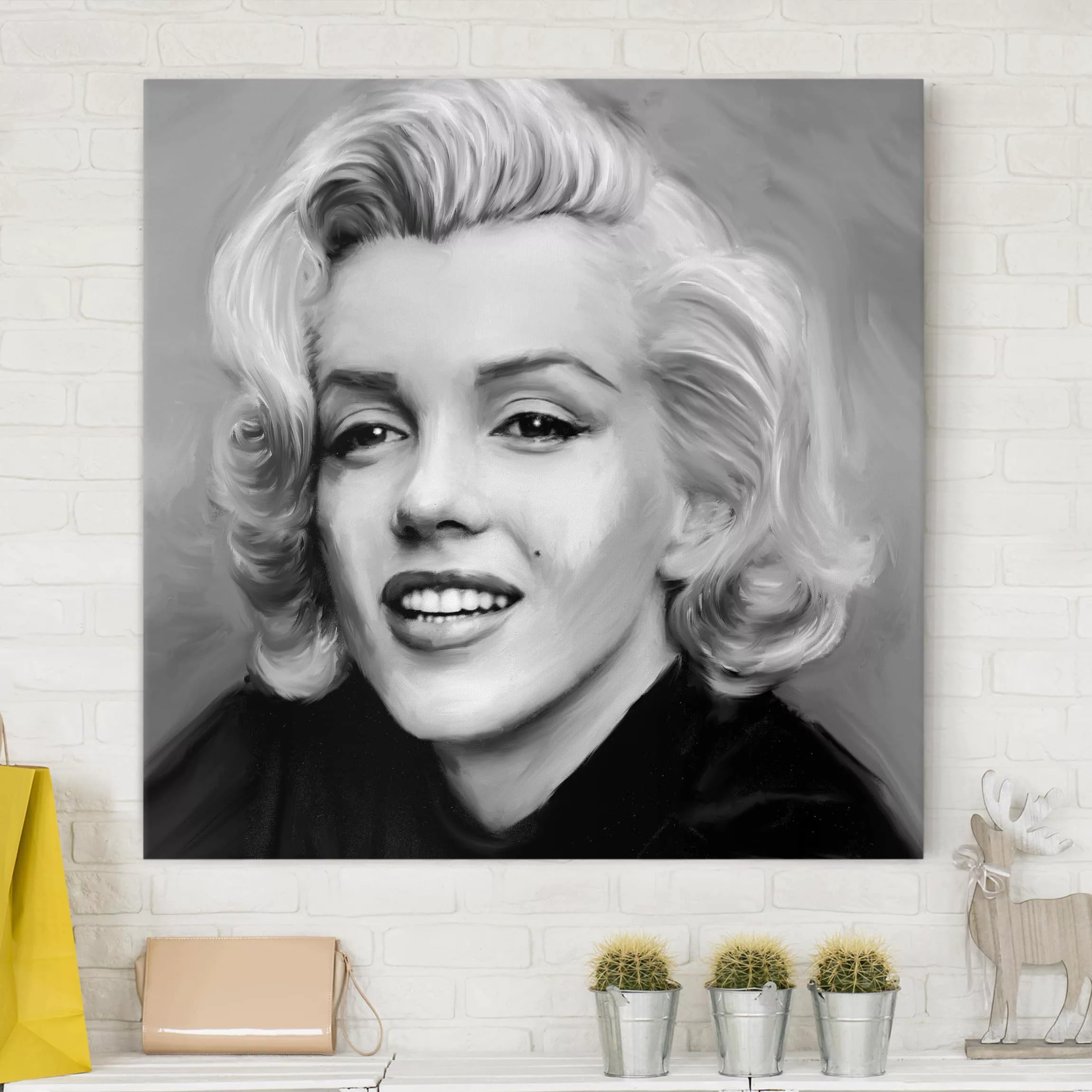 Leinwandbild Schwarz-Weiß - Quadrat Marilyn privat günstig online kaufen