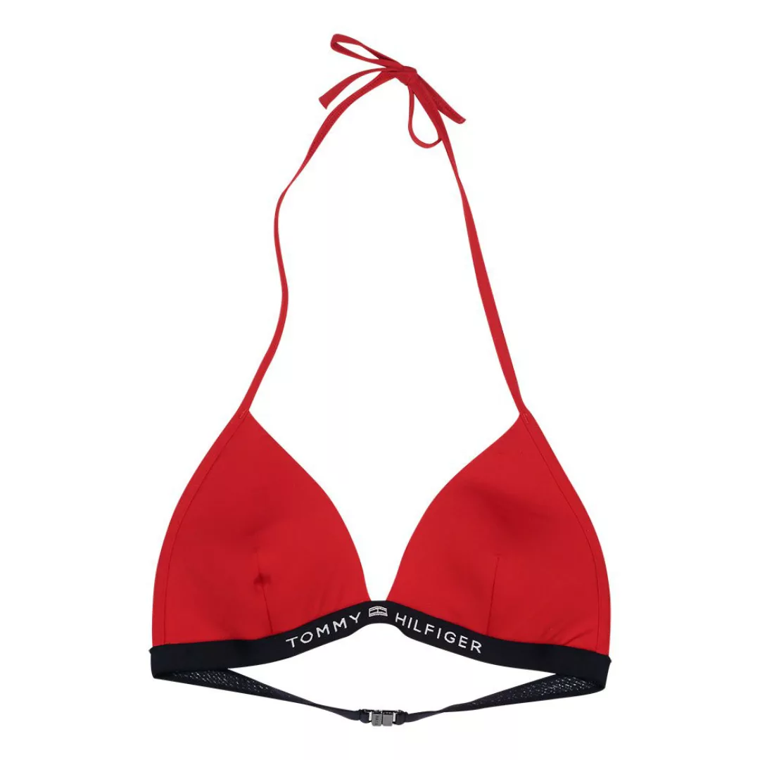 Tommy Hilfiger – Triangel-Bikinioberteil in Rot mit Logoband günstig online kaufen