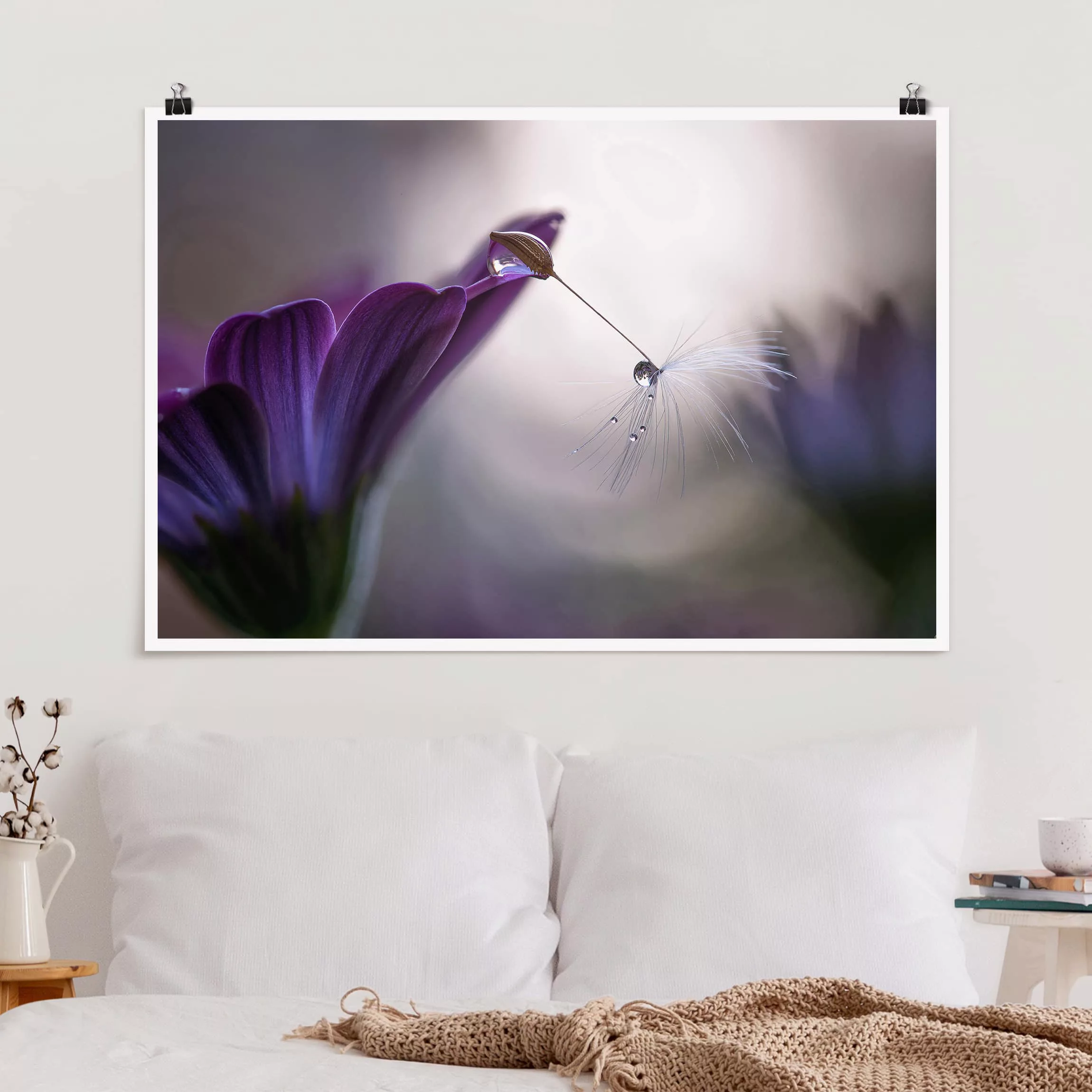 Poster Blumen - Querformat Purple Rain günstig online kaufen