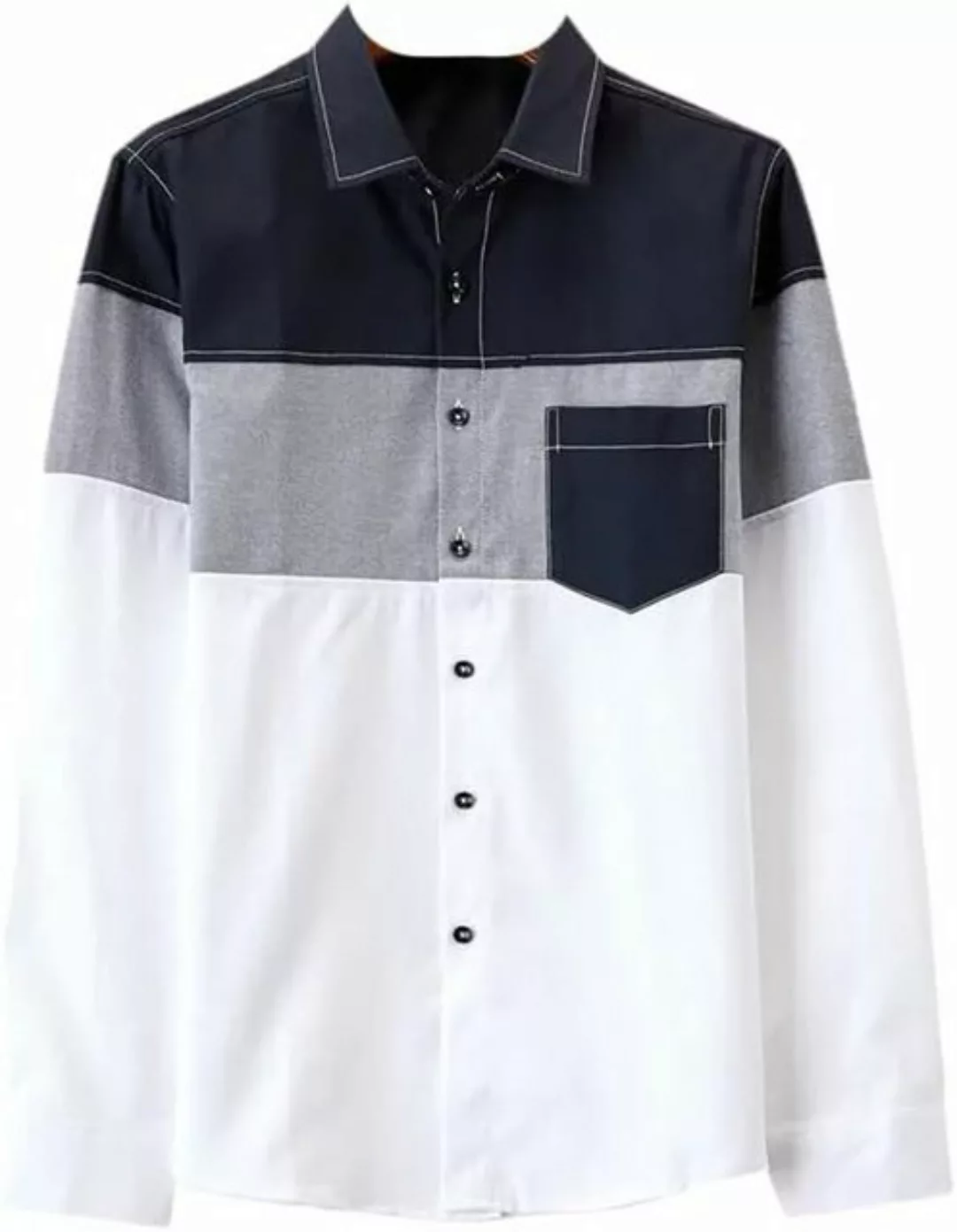 KIKI Langarmhemd Slim-Fit-Patchwork-Freizeitmode-Hemd für Herren günstig online kaufen