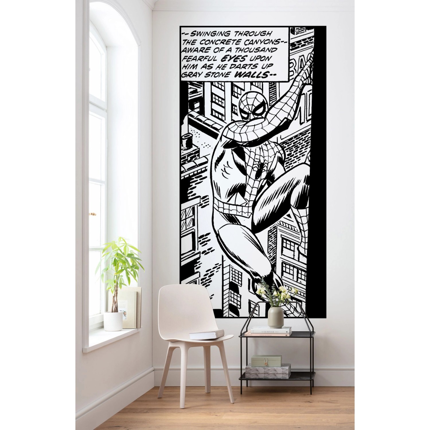 Komar Fototapete Spider-Man Schwarz-Weiß 100 x 200 cm 610724 günstig online kaufen