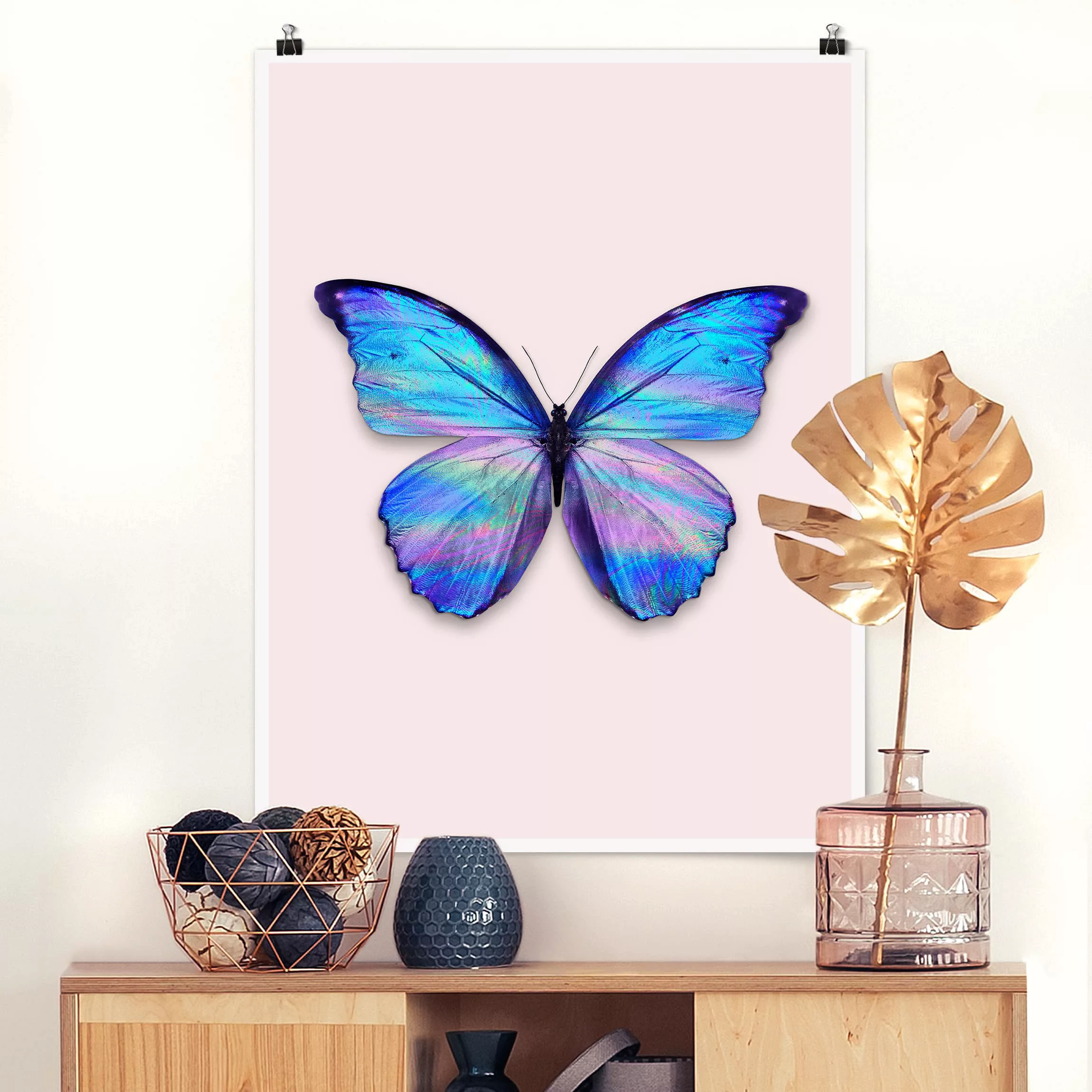 Poster Tiere - Hochformat Holografischer Schmetterling günstig online kaufen