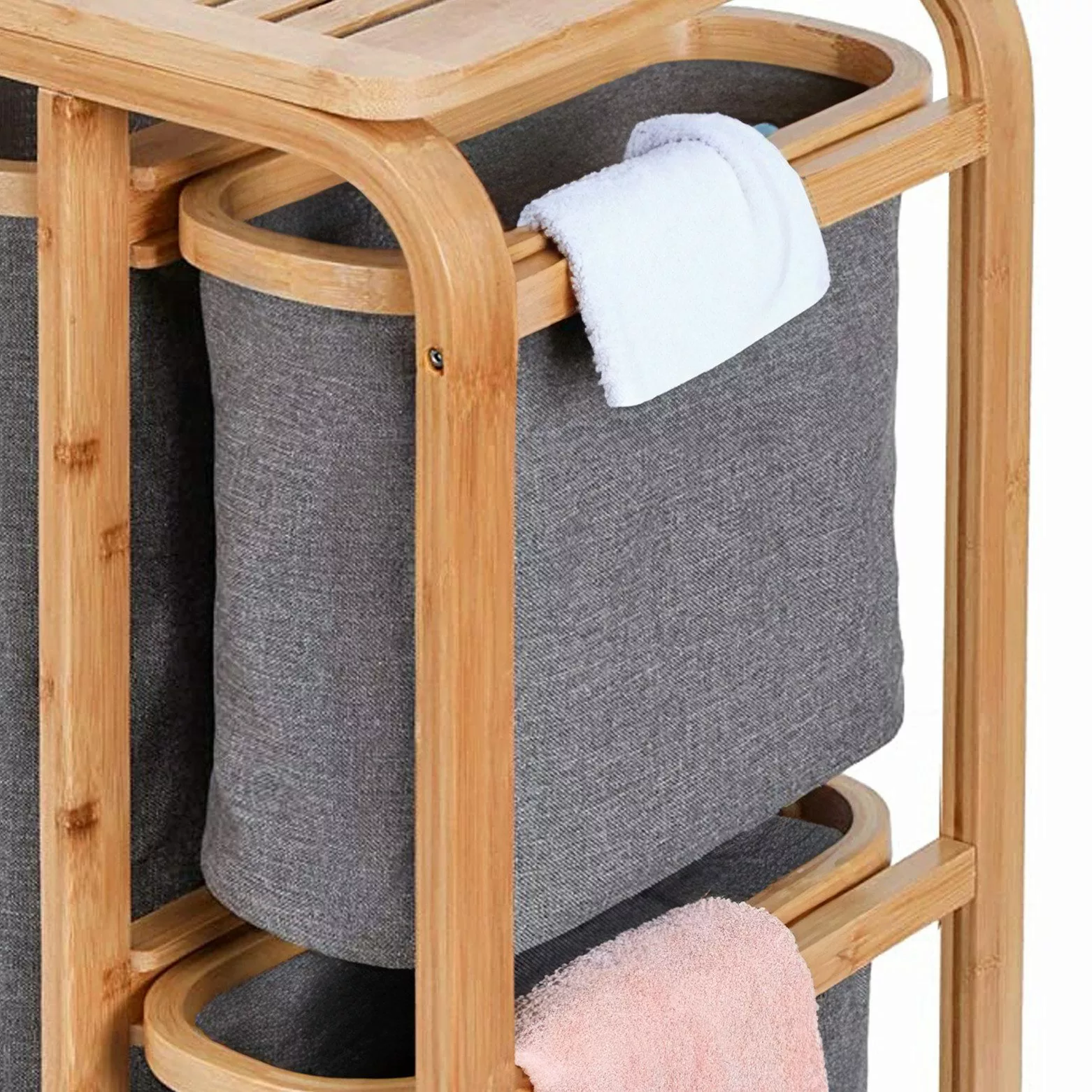 AD.CON Wäschekorb Bambus Wäschekorb Badezimmer Regal günstig online kaufen