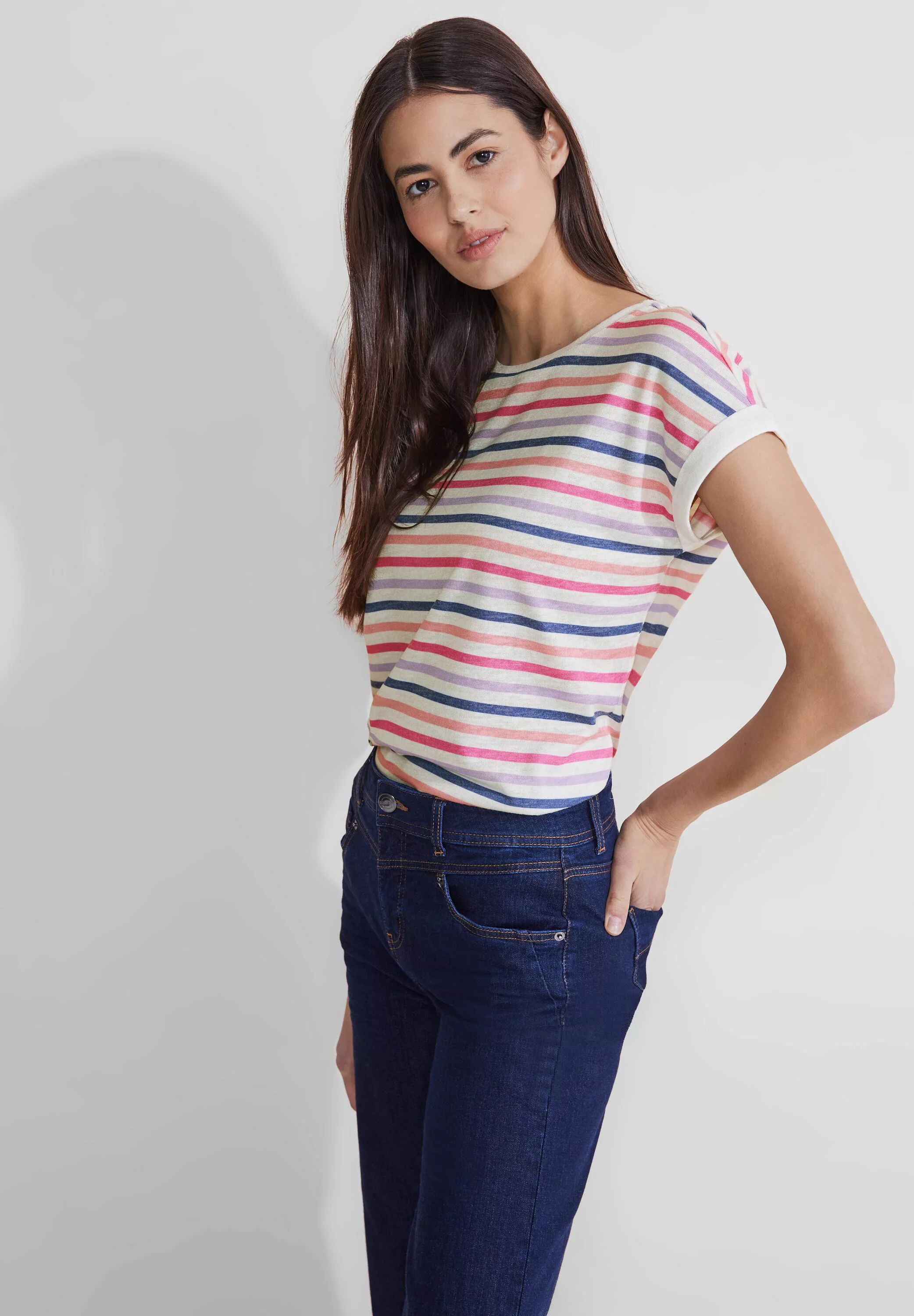 STREET ONE Shirttop mit mehrfarbigem Streifen-Muster günstig online kaufen