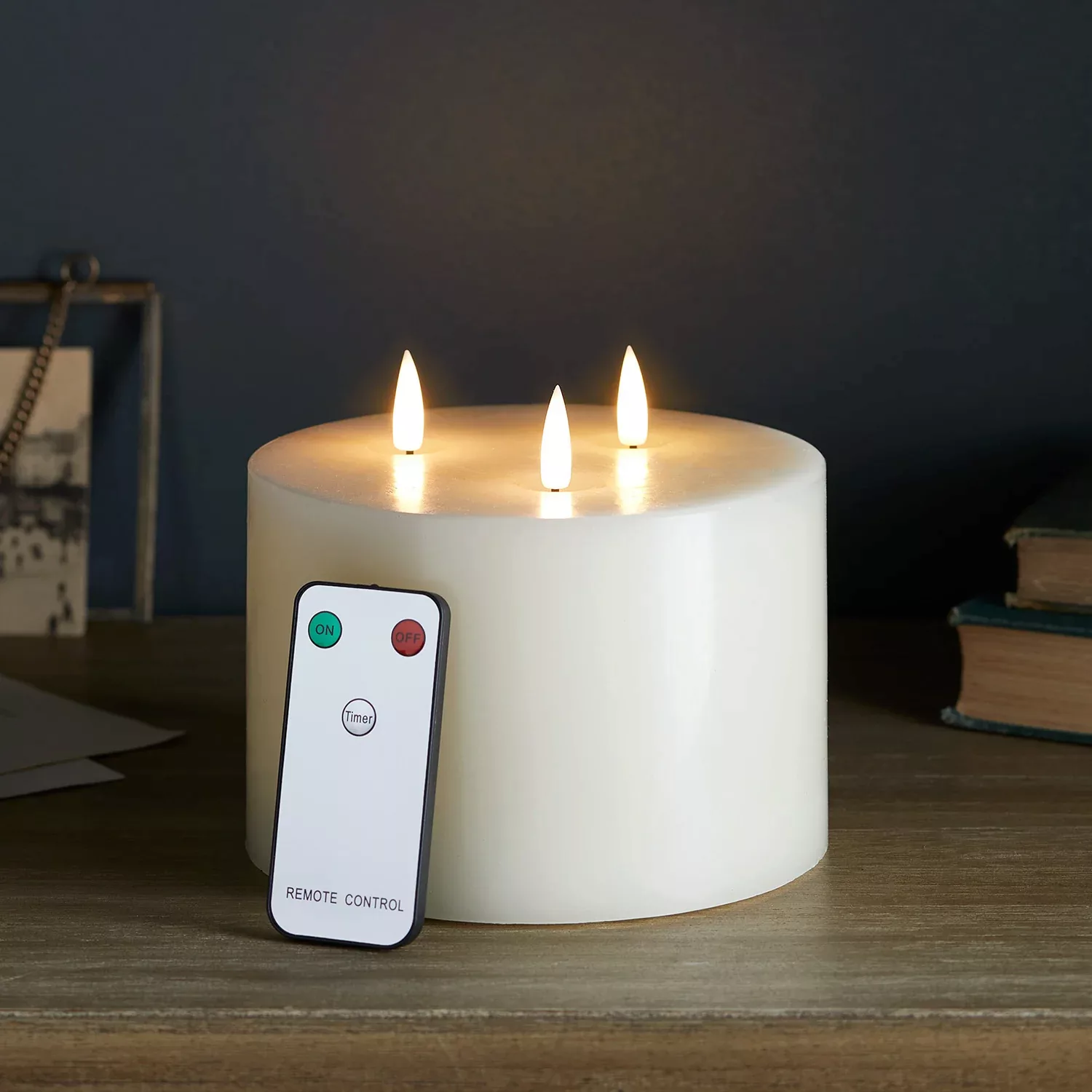 TruGlow® dreidochtige LED Kerze elfenbeinfarben mit Fernbedienung günstig online kaufen