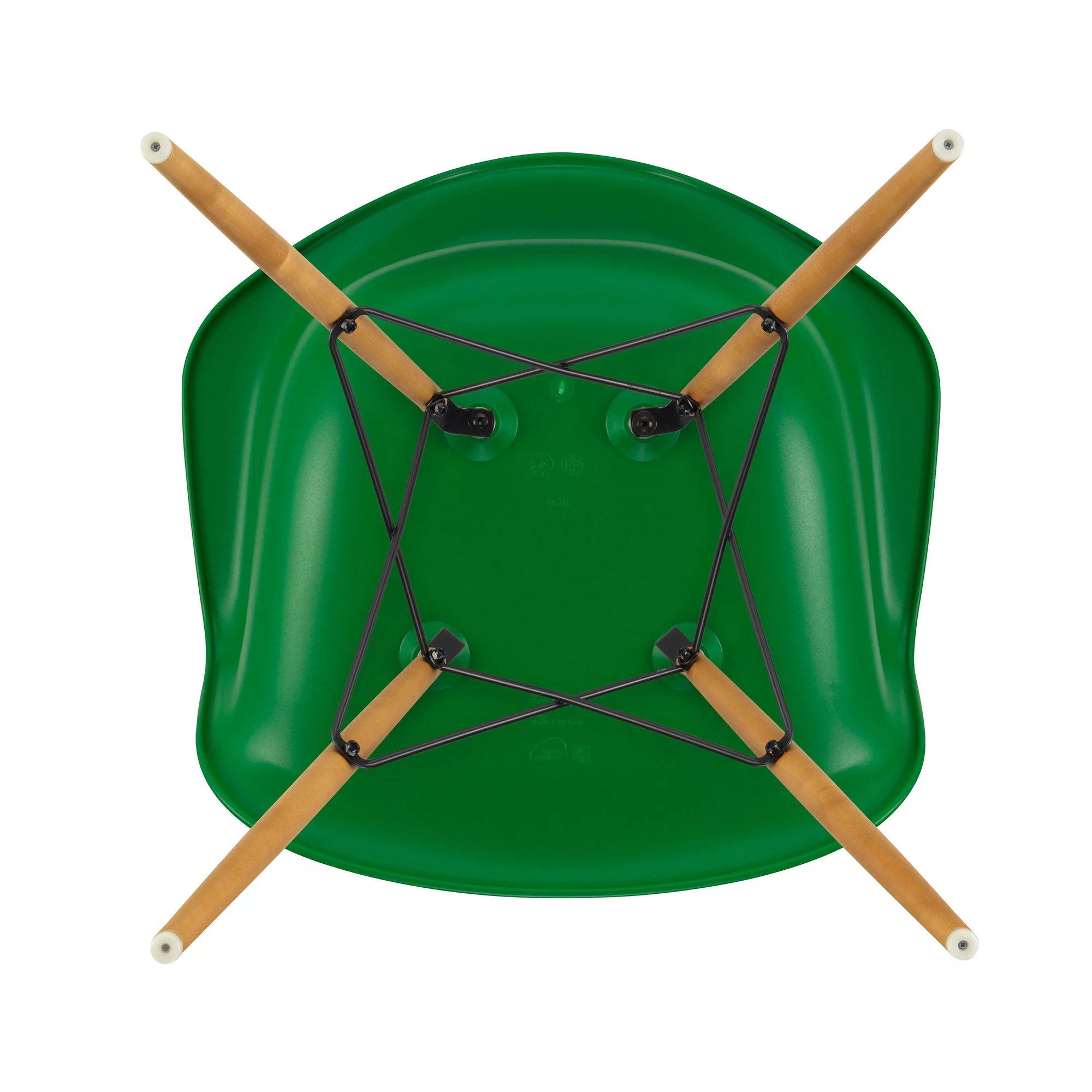 Vitra - Eames Plastic Armchair DAW Gestell Ahorn gelblich - grün/Sitzschale günstig online kaufen