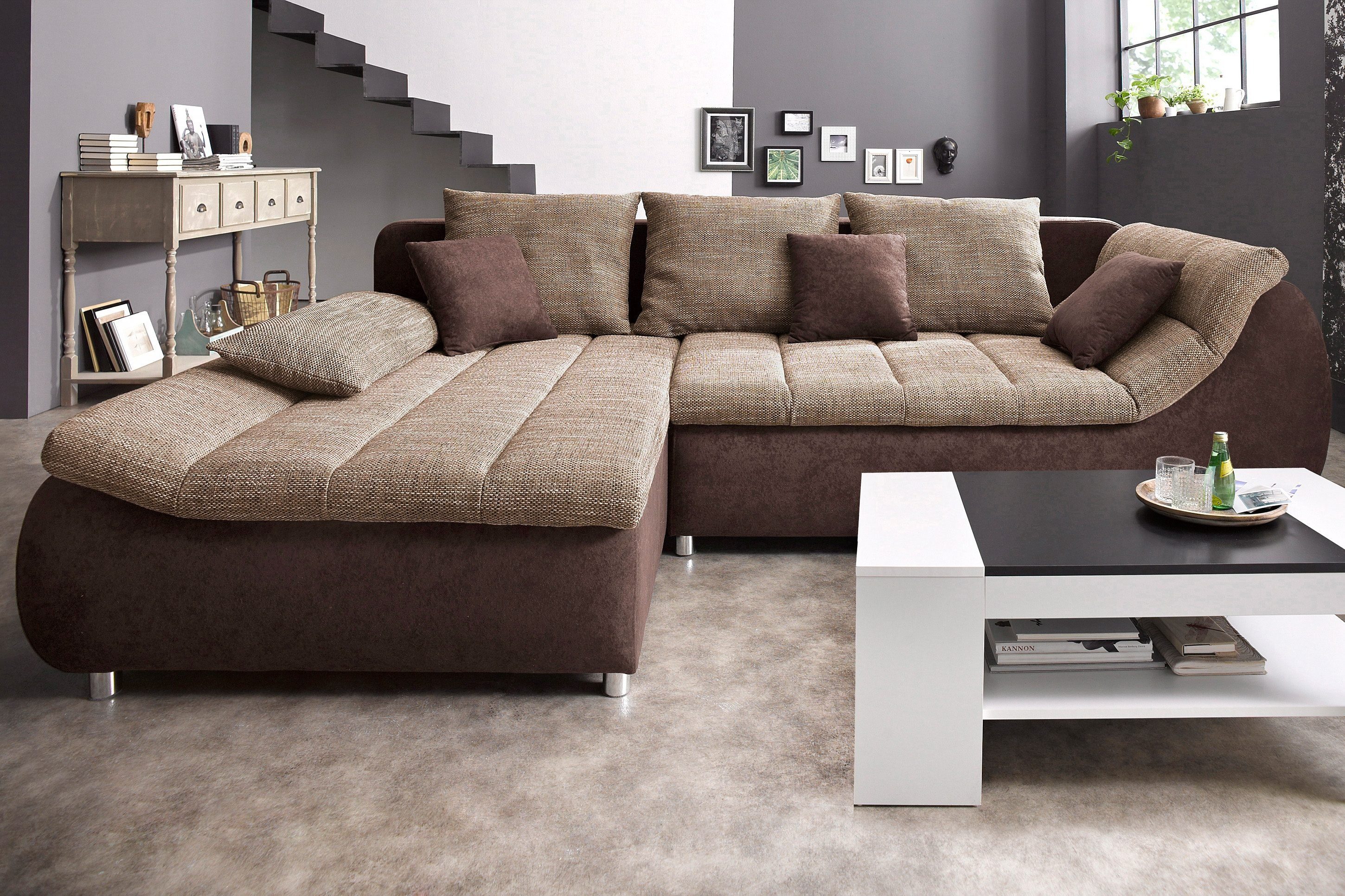 INOSIGN Ecksofa "Imola elegant und bequem, aktuelle Steppung im Sitz, L-For günstig online kaufen