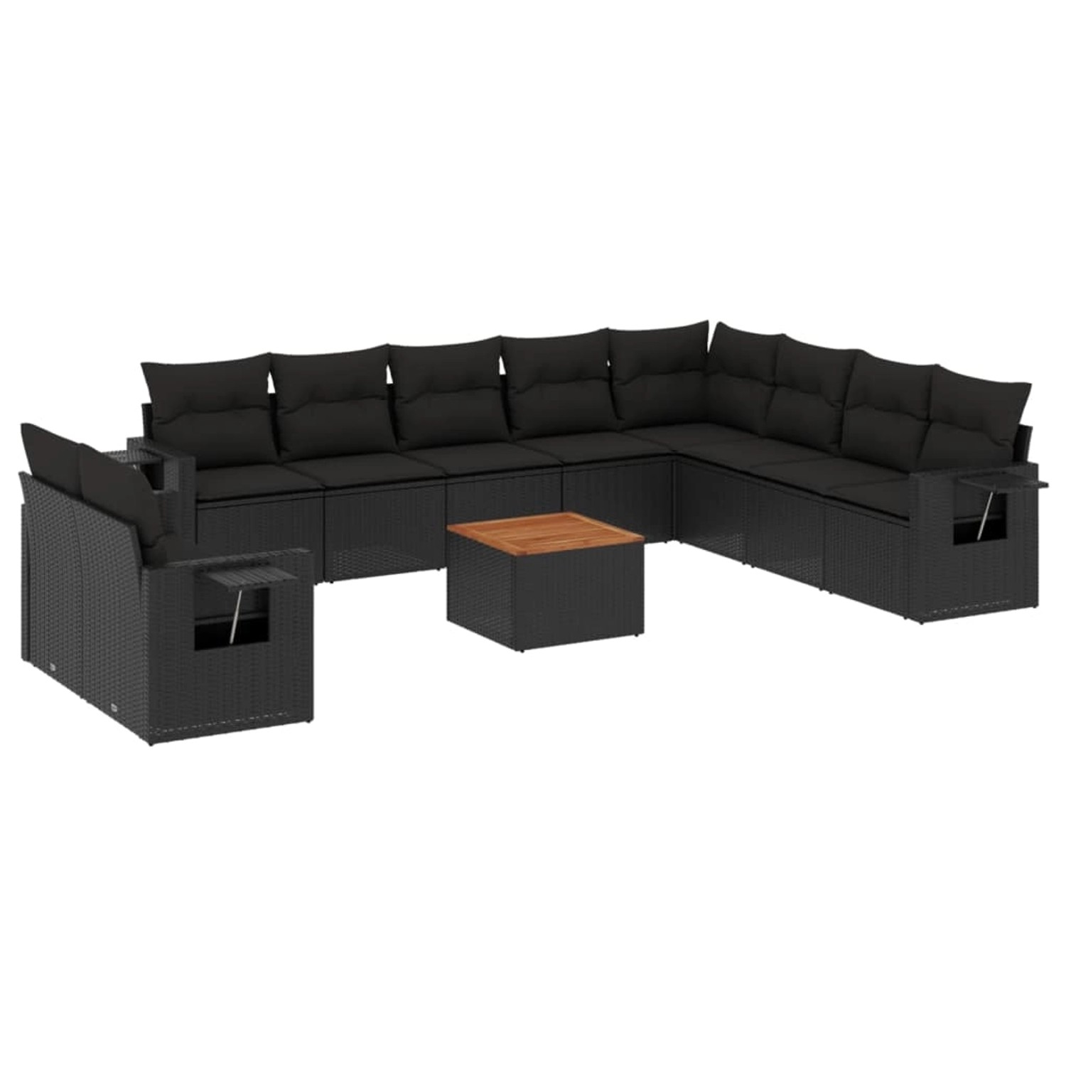 vidaXL 11-Tlg Garten-Sofagarnitur mit Kissen Schwarz Poly Rattan 3256965 günstig online kaufen