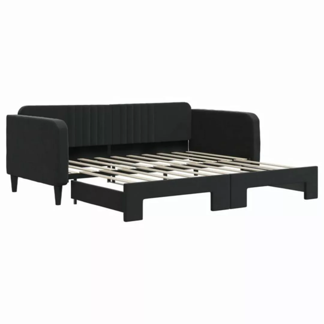 vidaXL Gästebett Gästebett Tagesbett Ausziehbar Schwarz 90x190 cm Samt Bett günstig online kaufen