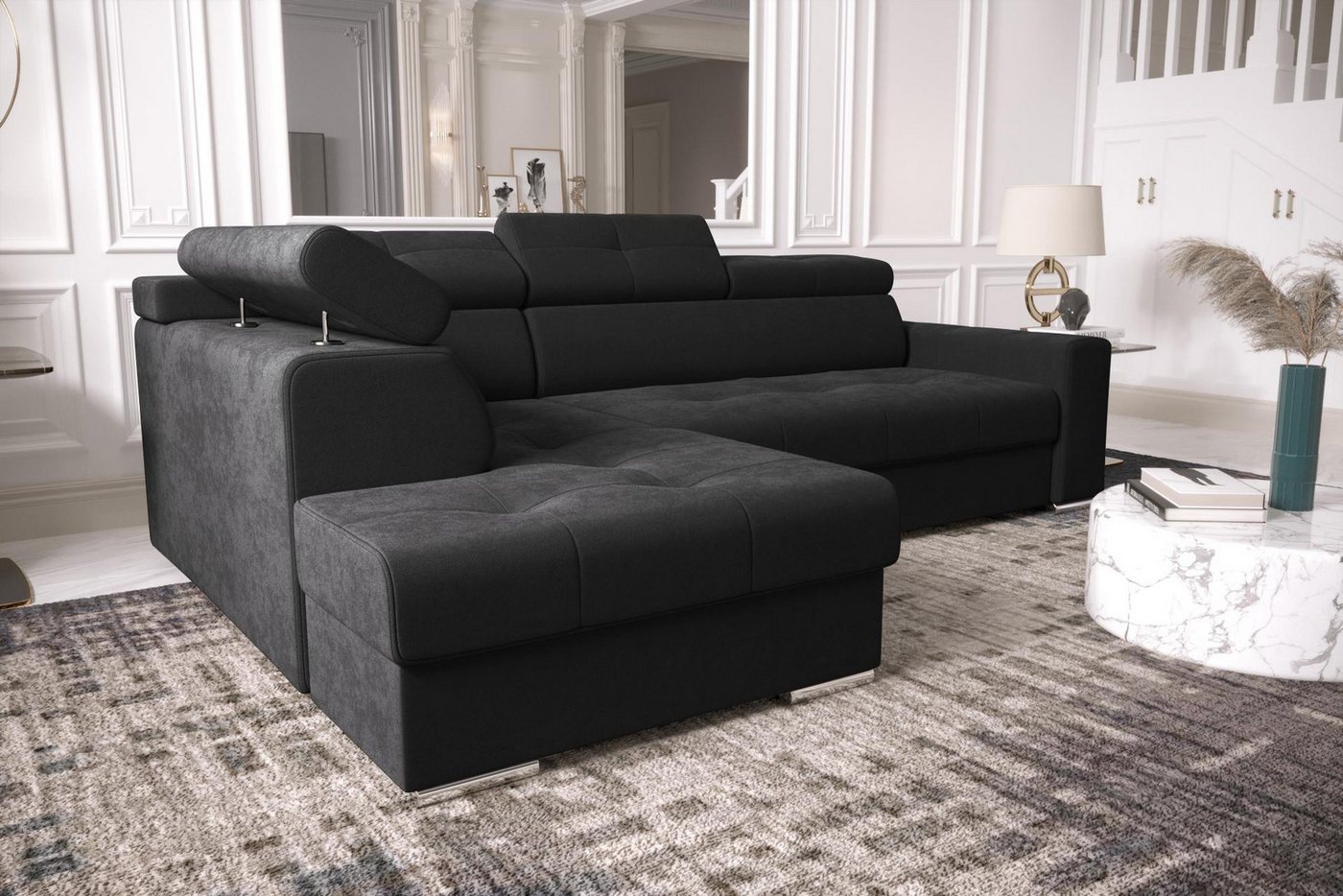 Xlmoebel Ecksofa Moderne schwarze Designer-Couch mit Polsterung für das Woh günstig online kaufen