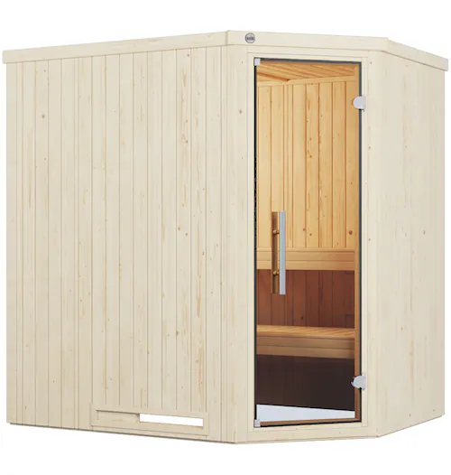 weka Sauna »Element-Ecksauna VARBERG 1«, vorgefertigte Elemente, moderne Ga günstig online kaufen