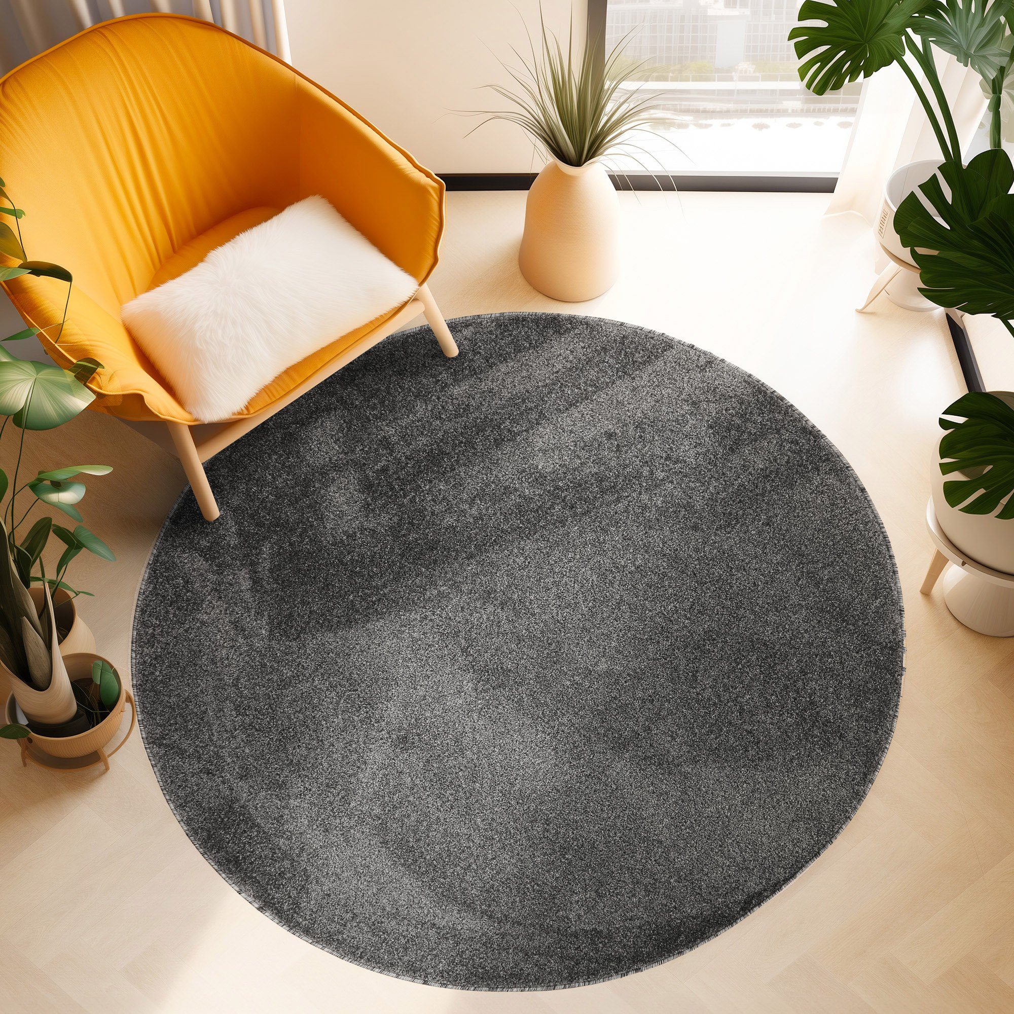 SIMPEX24 Teppich Unicolor - Einfarbig, Rund, günstig online kaufen