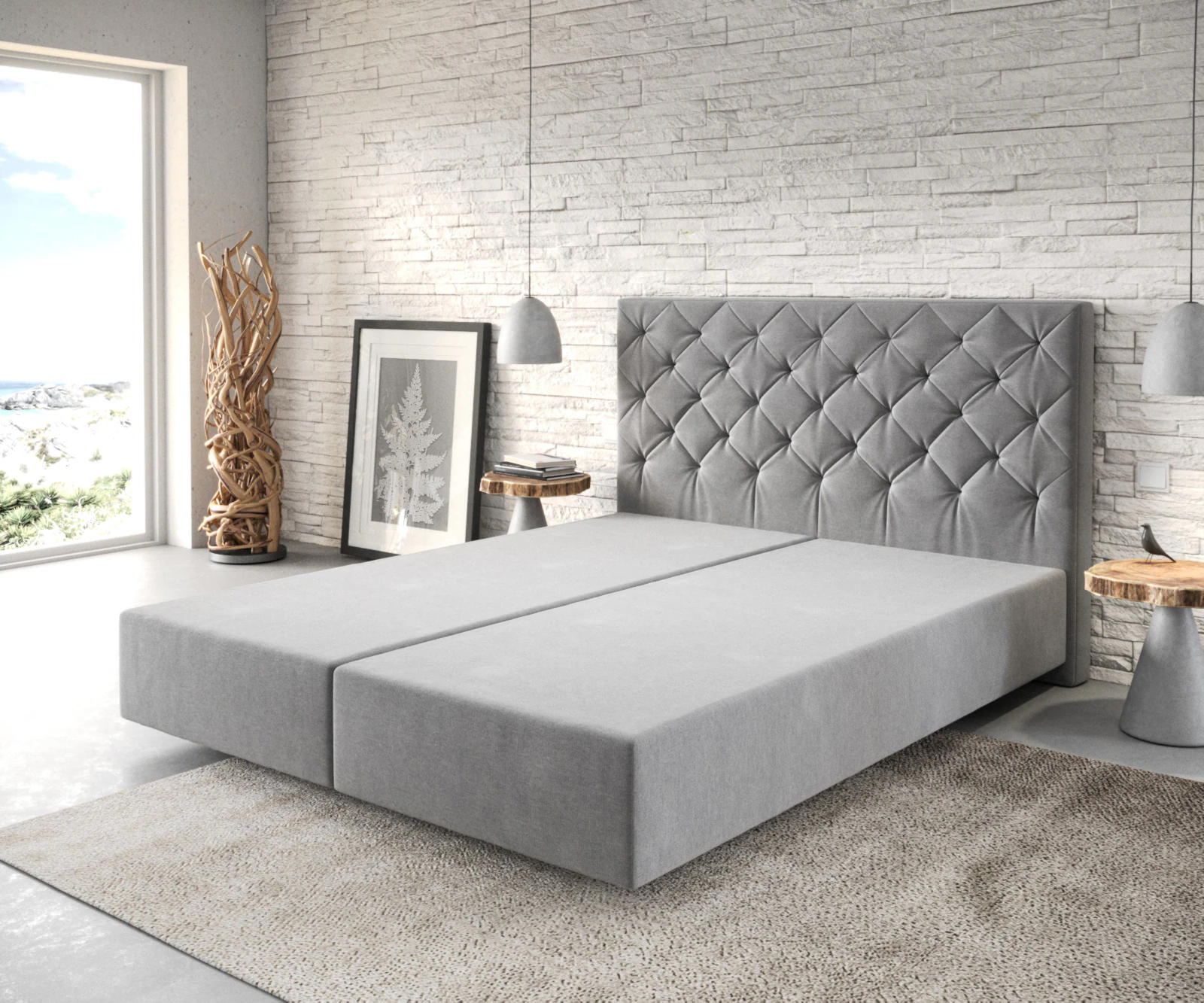 DELIFE Boxspringbett Dream-Great, Mikrofaser Grau 160x200 cm günstig online kaufen