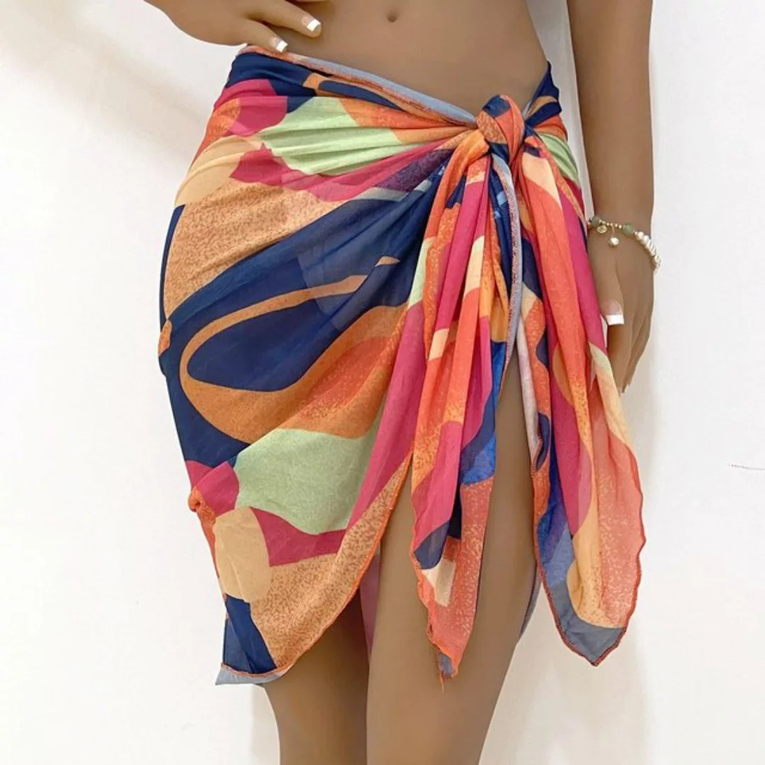 AUKUU Strandkleid Ein Stück Damen Schal Netzstoff einteiliges Strandkleid B günstig online kaufen