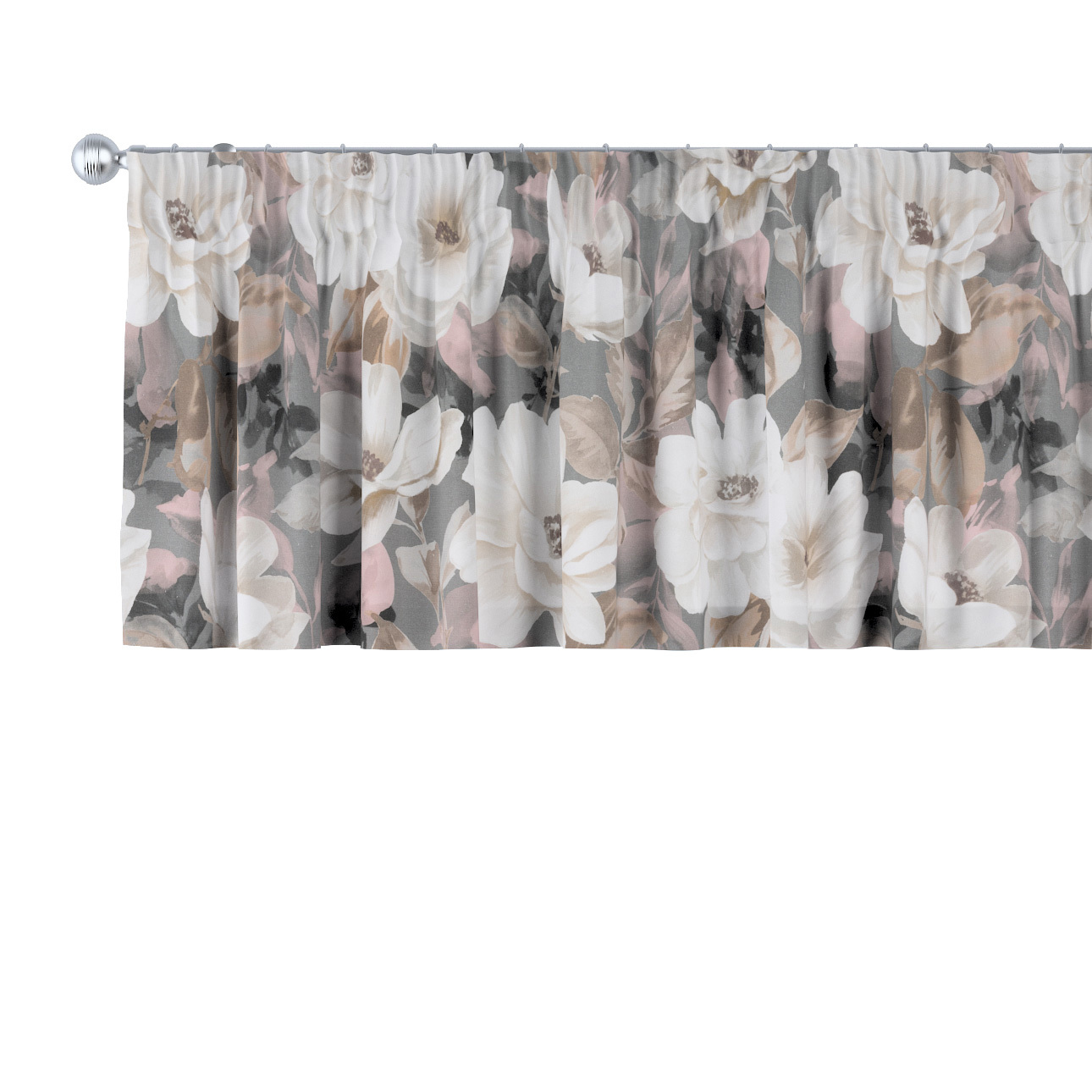 Kurzgardine mit Kräuselband, grau-rosa, 390 x 40 cm, Gardenia (142-13) günstig online kaufen