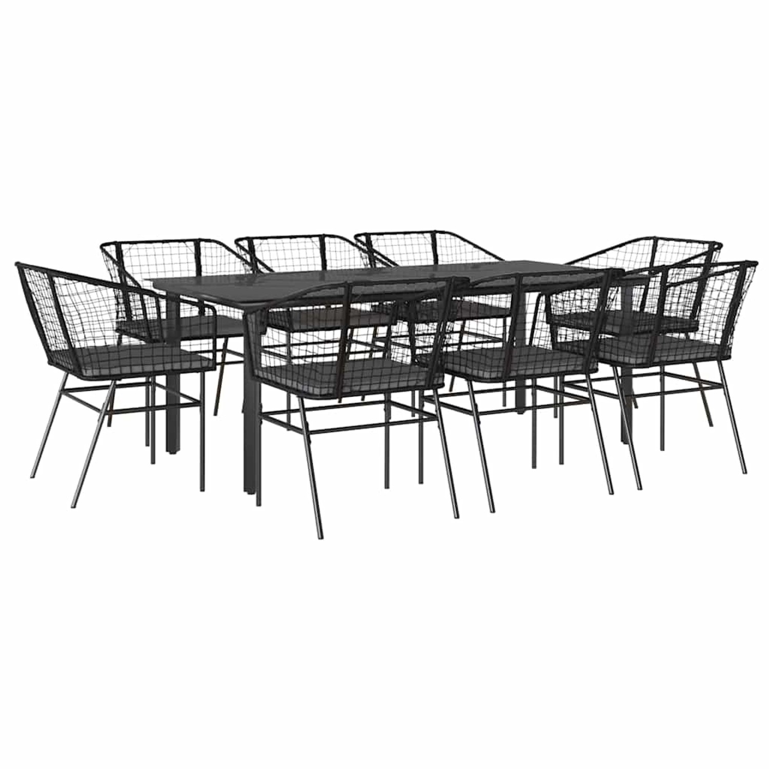 vidaXL 9-Tlg Garten-Essgruppe mit Kissen Schwarz Poly Rattan Glas 3334603 günstig online kaufen