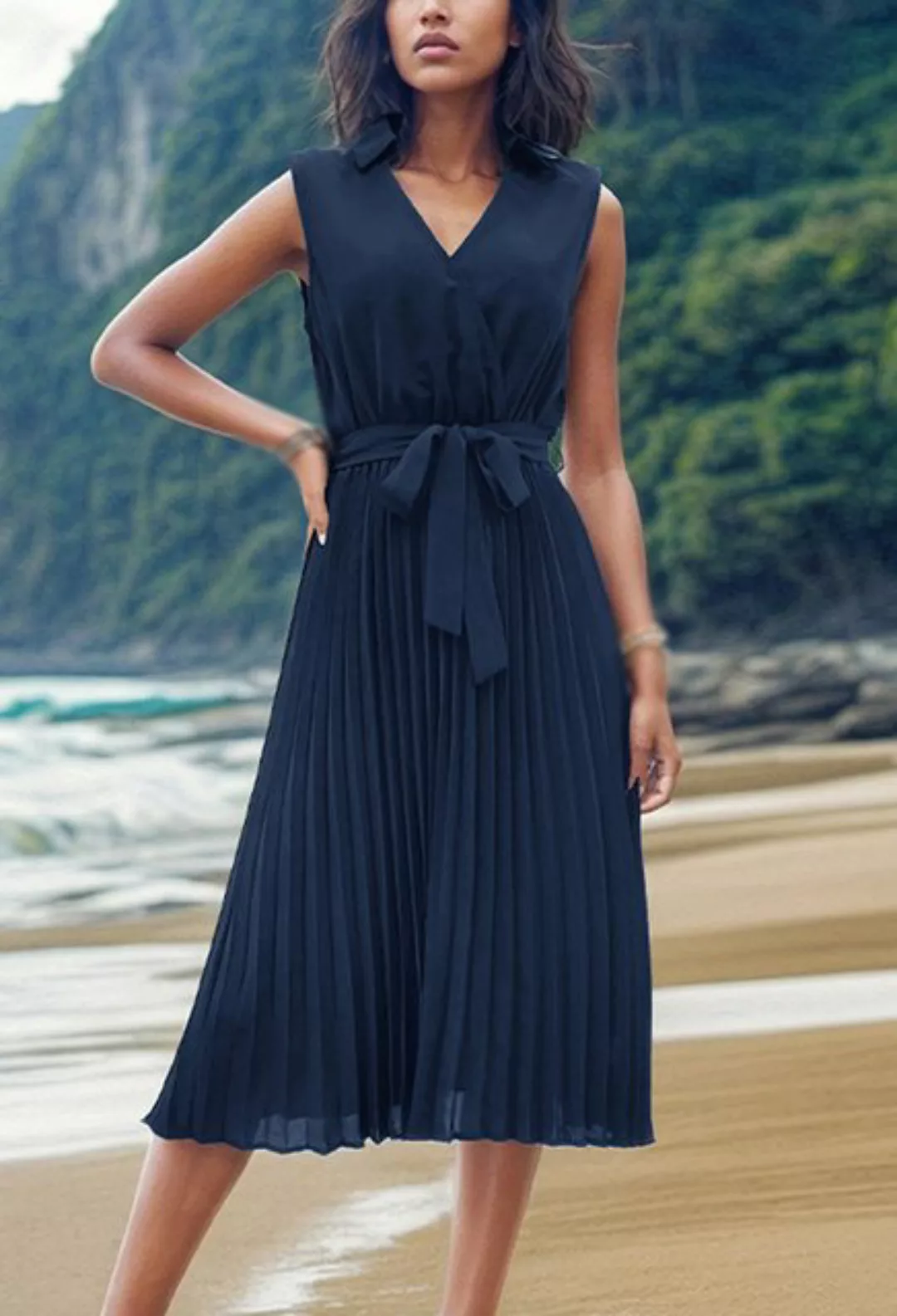 CHENIN Plisseekleid modisches ärmelloses Strandkleid Date-Rock, vielseitige günstig online kaufen