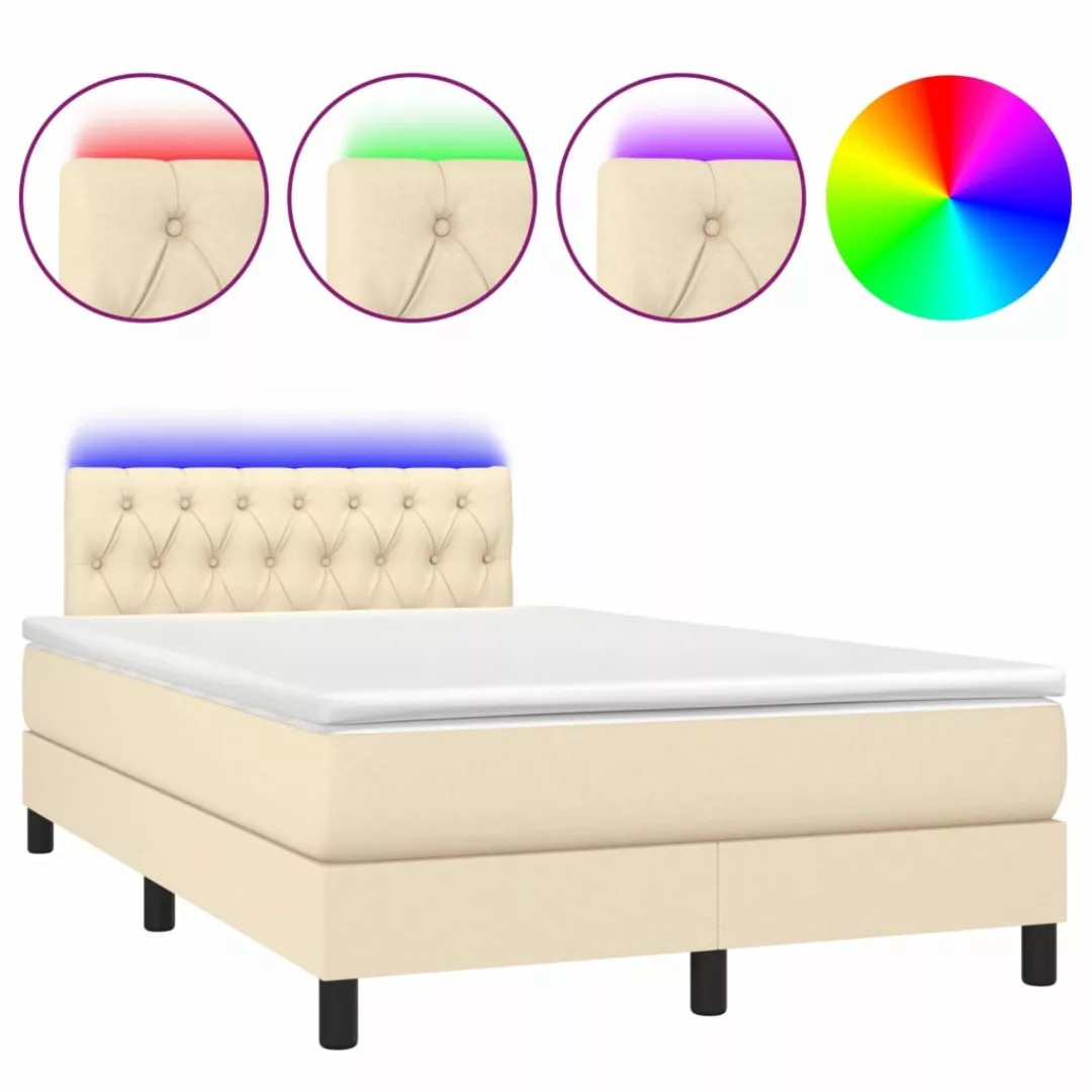 Vidaxl Boxspringbett Mit Matratze & Led Creme 120x200 Cm Stoff günstig online kaufen