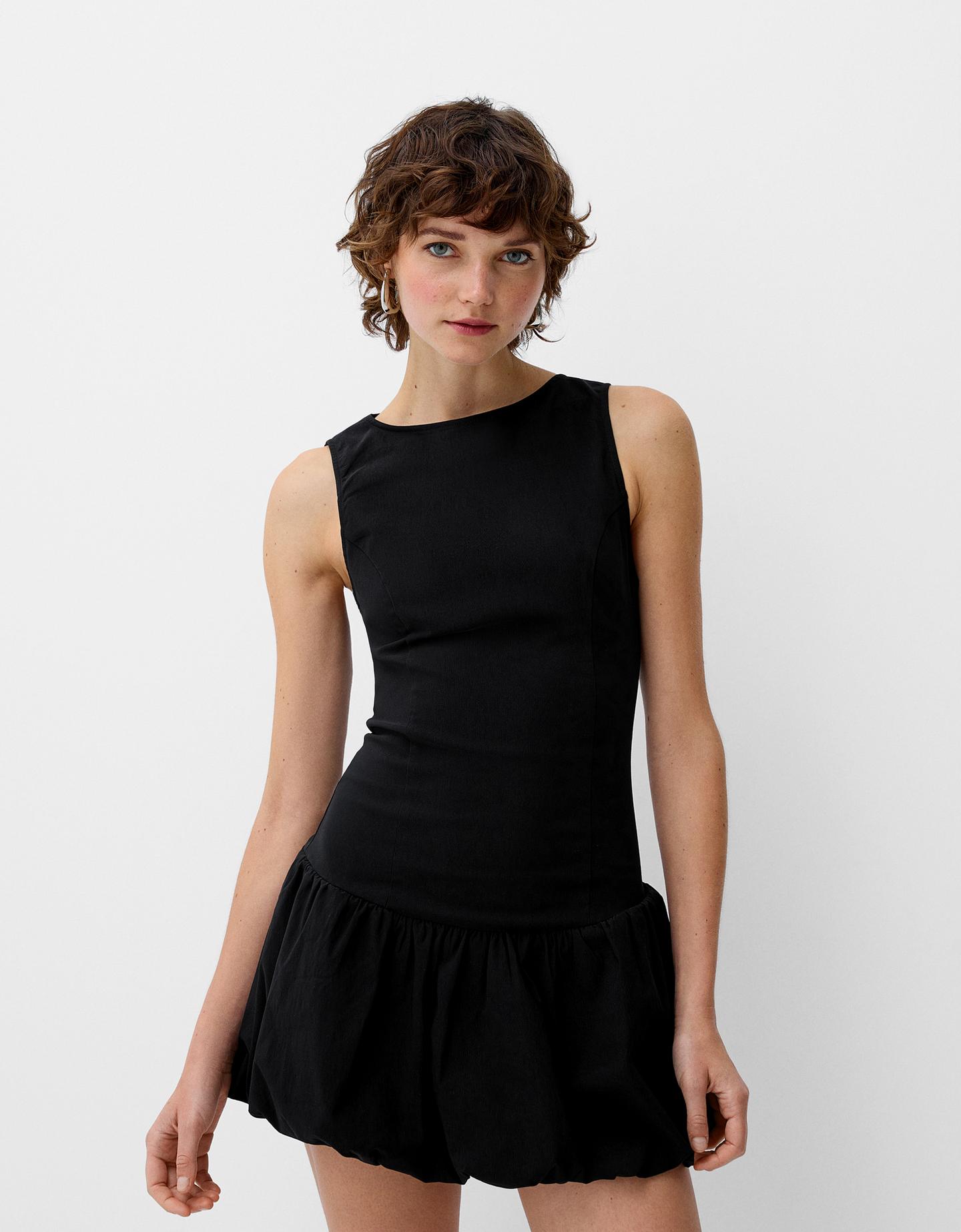 Bershka Minikleid Mit Ballonärmeln Damen S Schwarz günstig online kaufen