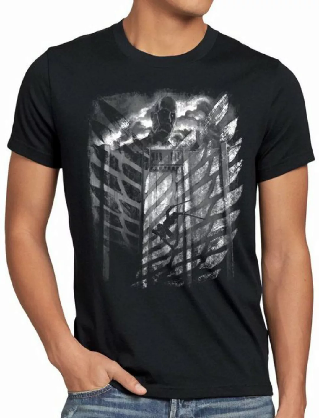 style3 Print-Shirt Herren T-Shirt CottoCloud Jaeger Flying AoT Titan on Att günstig online kaufen