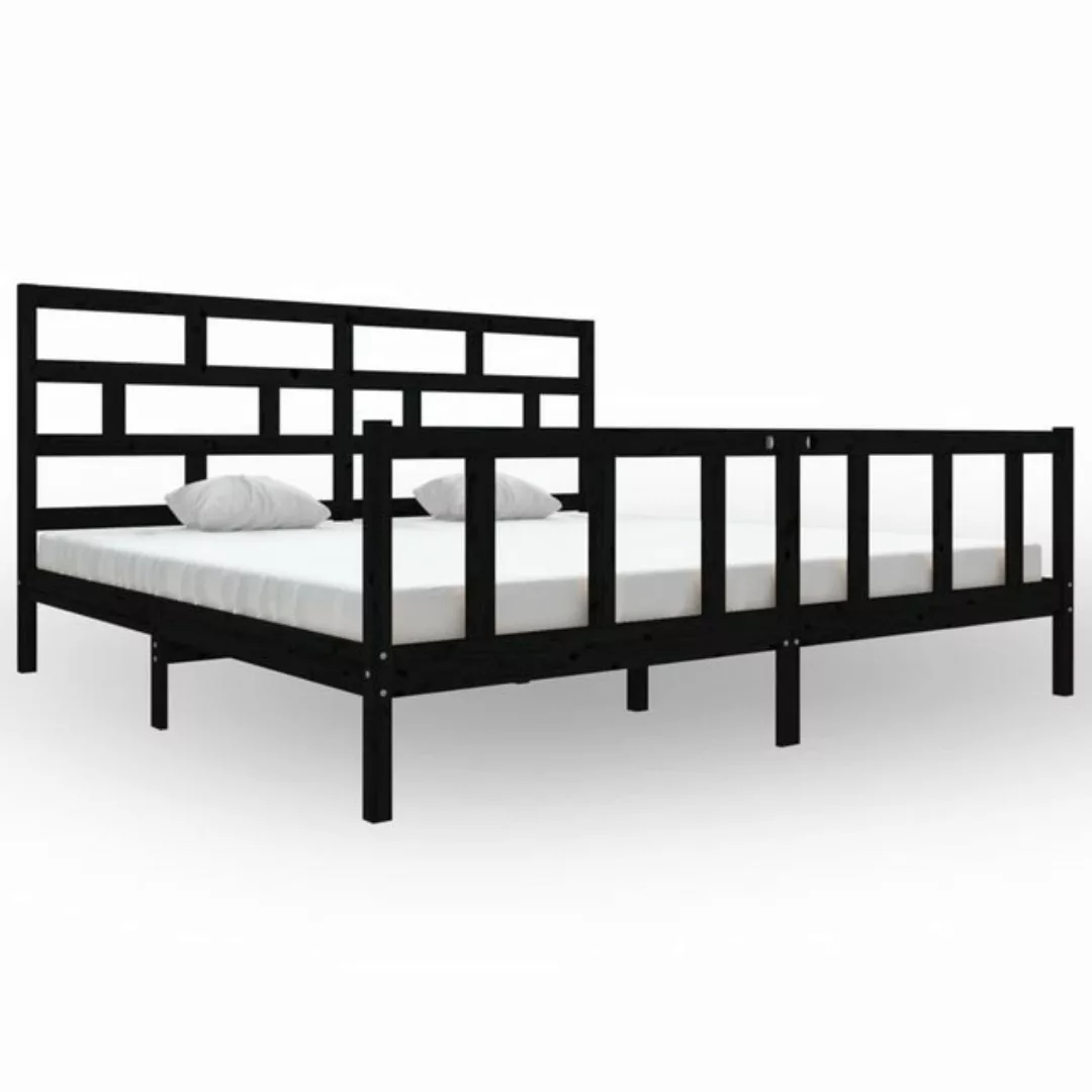 vidaXL Bettgestell Massivholzbett Schwarz Kiefer 200x200 cm Doppelbett Bett günstig online kaufen