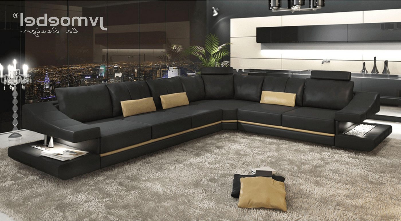 Xlmoebel Ecksofa Neues schwarzes Ecksofa für das Wohnzimmer in L-Form aus T günstig online kaufen