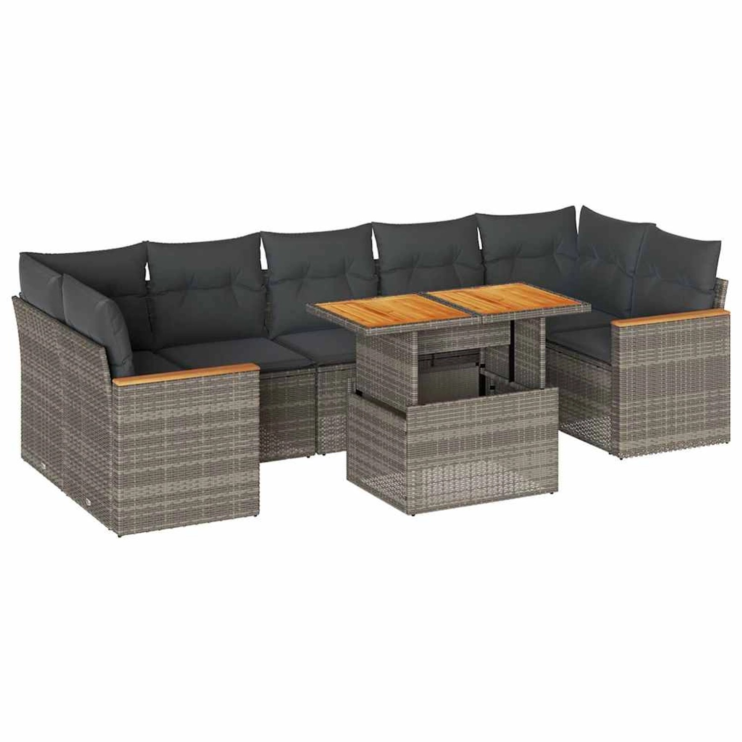 vidaXL 8-Tlg Garten-Sofagarnitur mit Kissen Grau Poly Rattan Akazie 3327462 günstig online kaufen