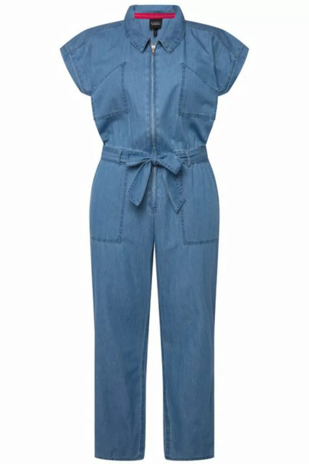 Ulla Popken Regular-fit-Jeans Jeans-Jumpsuit Hemdkragen elastische Taille günstig online kaufen