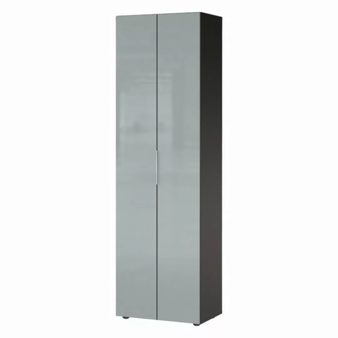 Lomadox Garderobenschrank GENEVA-01 graphit silber grau Flurschrank Glasfro günstig online kaufen